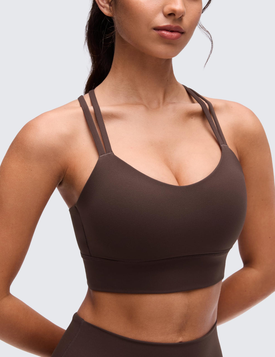 CRZ YOGA Softness Mold Butterluxe Sports Bras | Molded Cup, Light Support, Yoga, Extremely Soft, Longline, Strappy Back, Scoop Neck, for Women