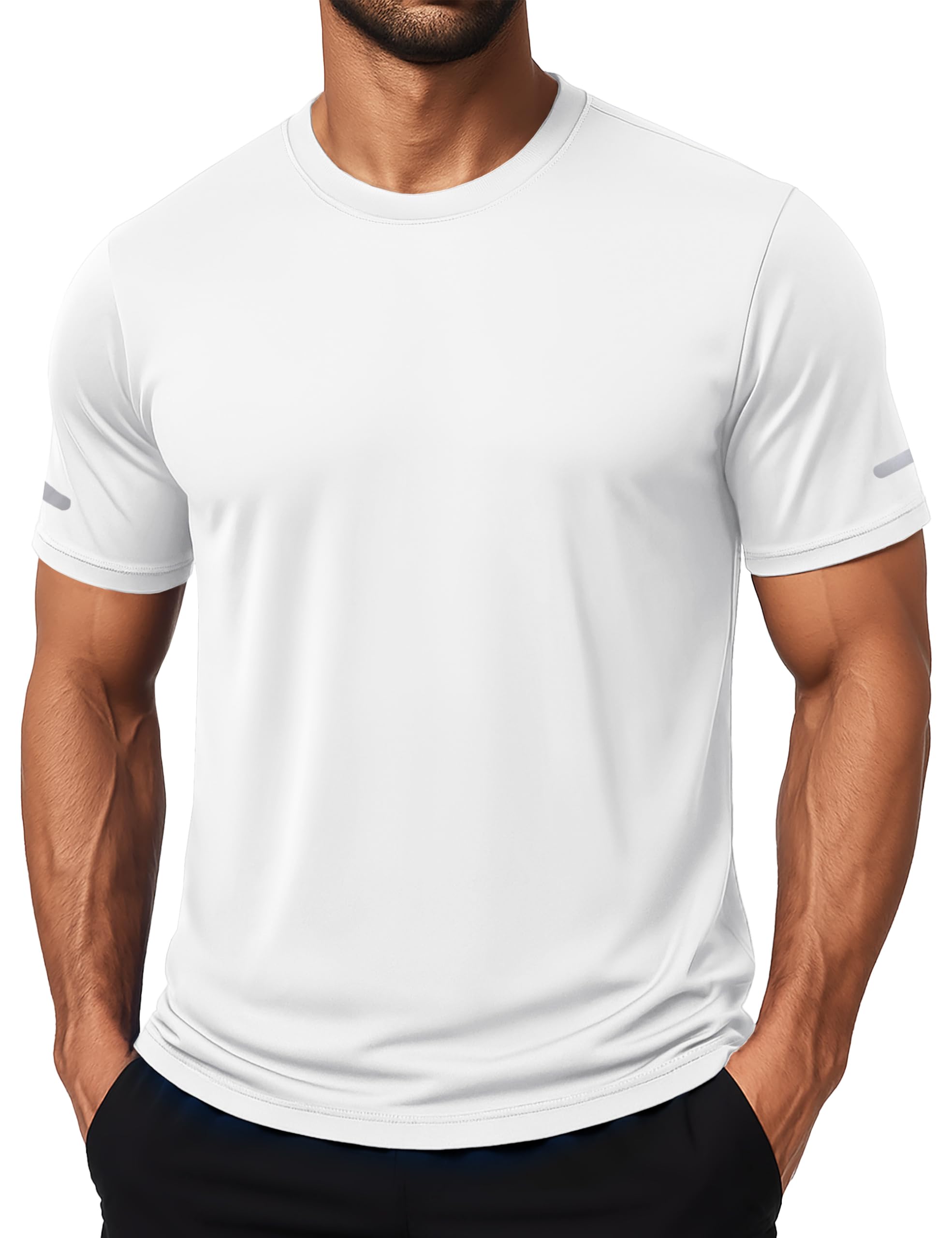 MAGCOMSEN Mens Workout Shirts Dry Fit Sun Protection Athletic Short Sleeve Shirt UPF 50+ Gym Running Swim Rash Guard Top