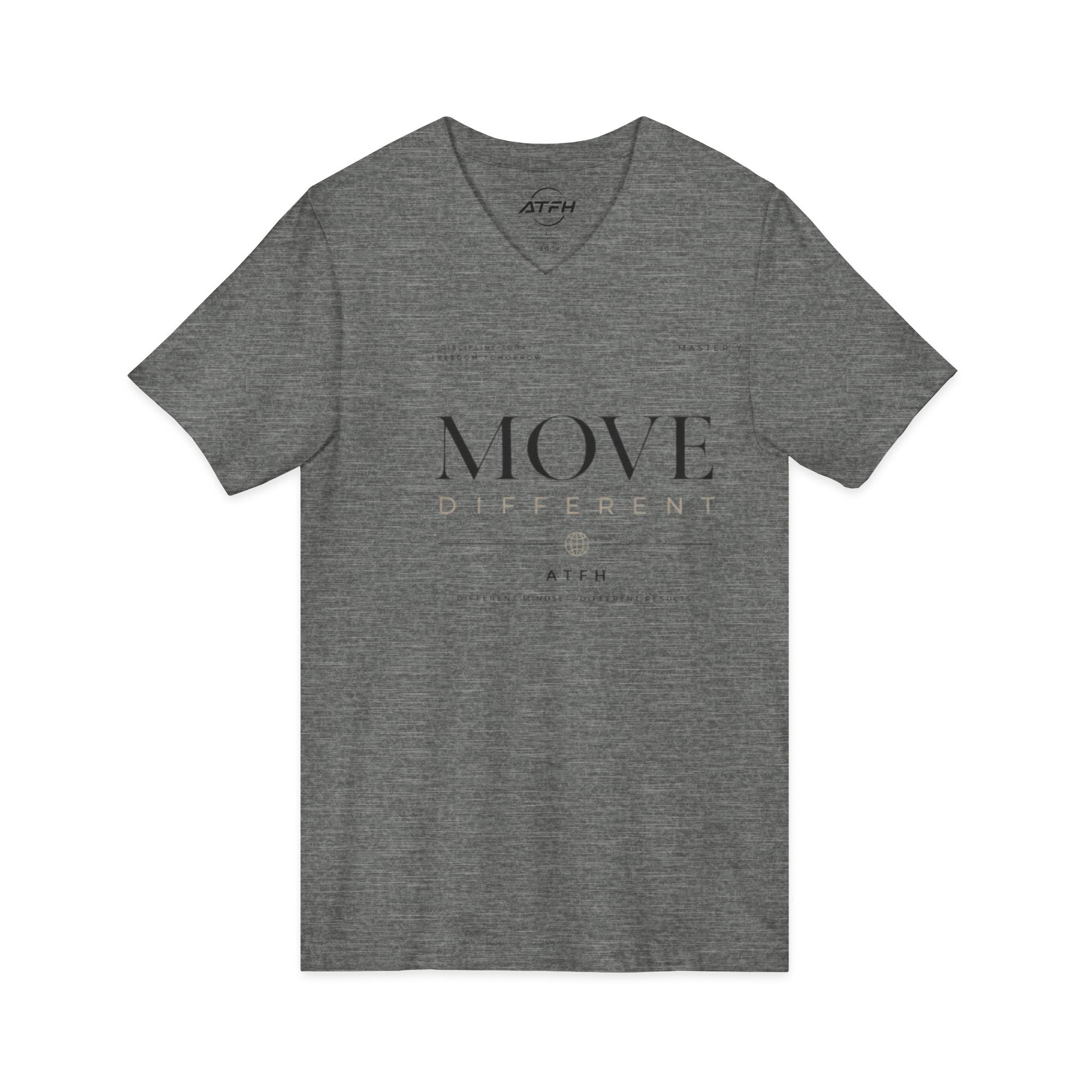 Move Different V-Neck Tee — Minimal Motivational Graphic Shirt Printify
