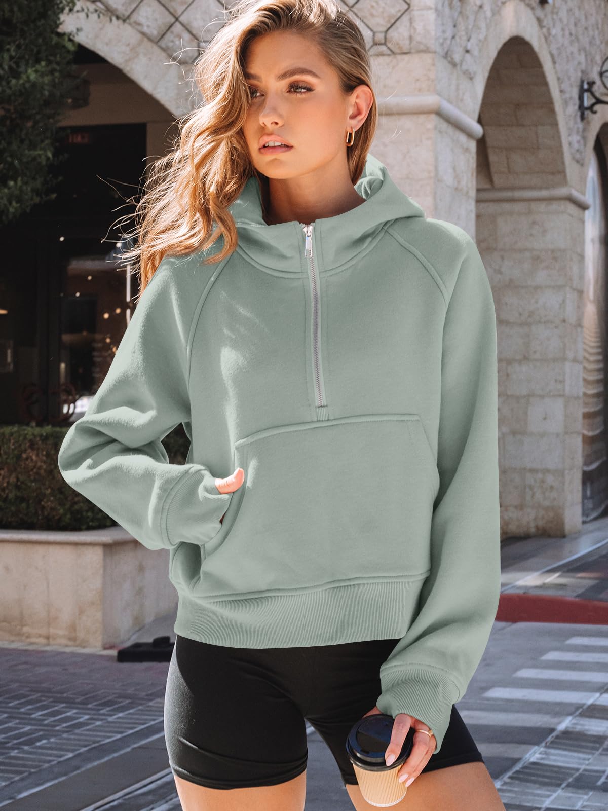 AUTOMET Womens Hoodies Half Zip Up Casual Comfort Fall Clothes 2026 | Fleece lined, hooded, jackets with pockets, travel airport Outfits, y2k sweatshirts, cute loung wear, winter sweaters