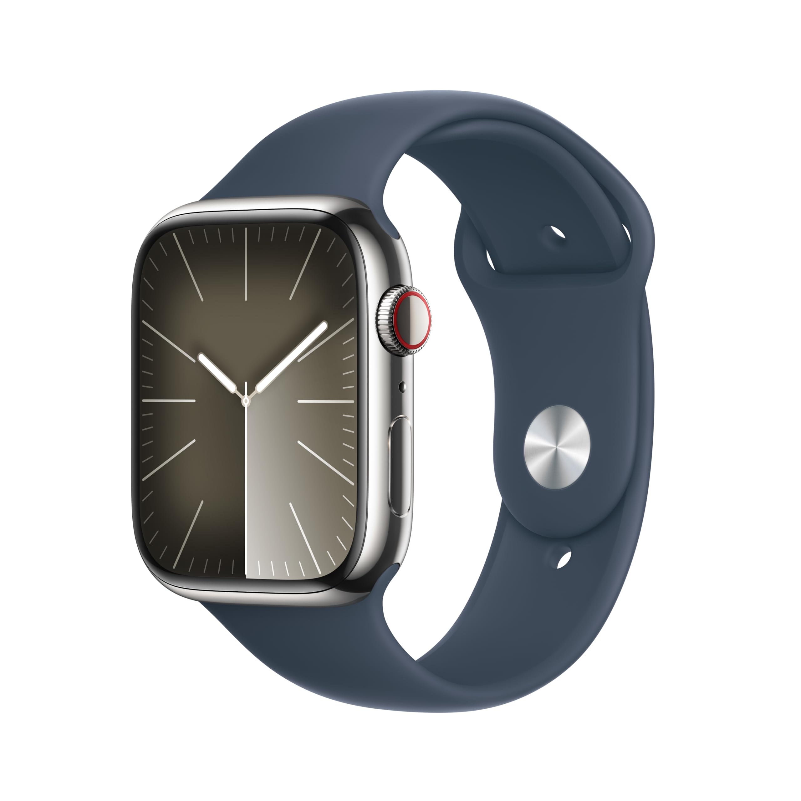 Apple Watch Series 9 [GPS + Cellular 45mm] Smartwatch with Silver Stainless Steel Case with Silver Milanese Loop. Fitness Tracker, Blood Oxygen & ECG Apps, Always-On Retina Display