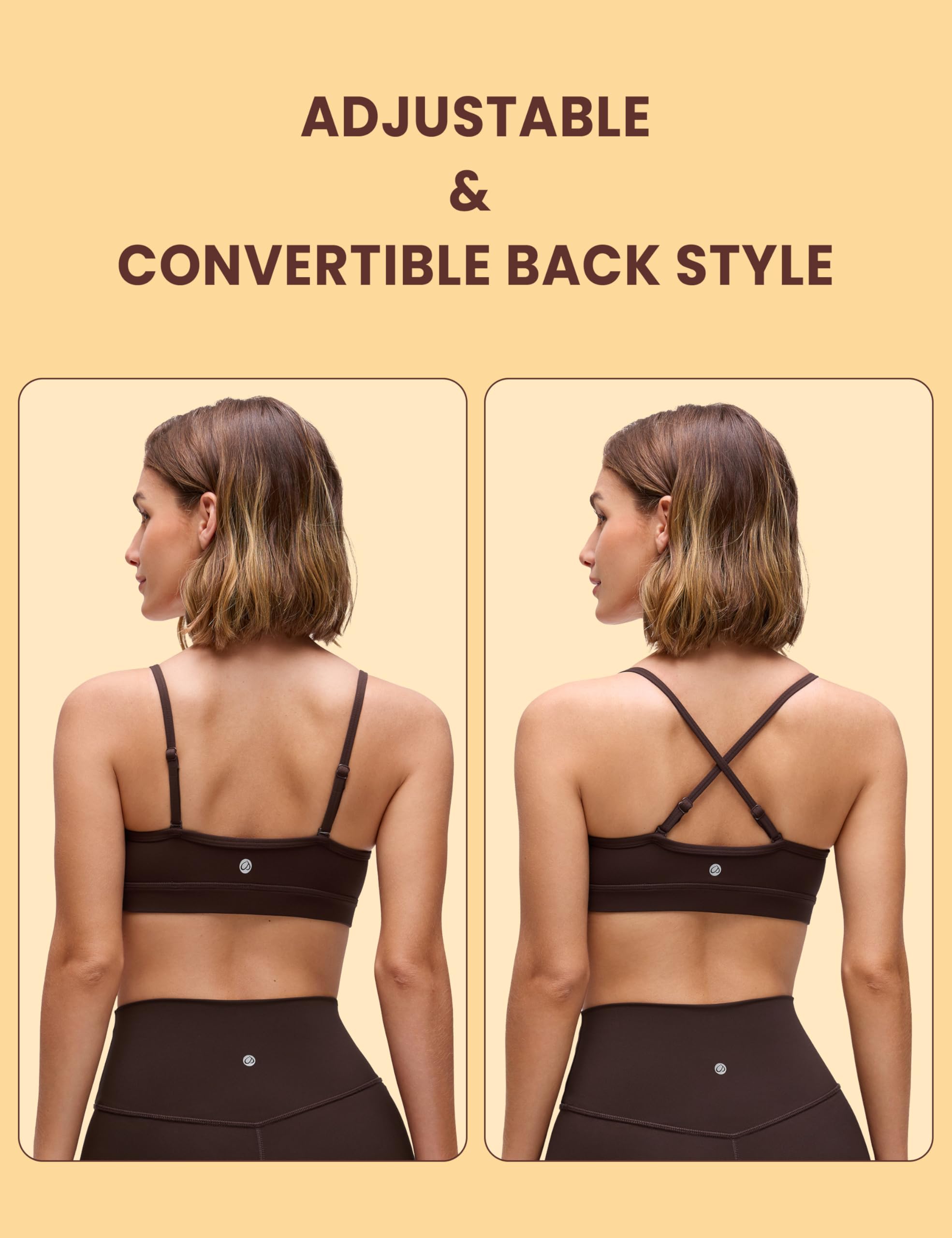 CRZ YOGA Butterluxe V Neck Sports Bras | Light Support, Removable Pads, Yoga, Extremely Soft, Square Back, Adjustable Spaghetti Straps, for Women