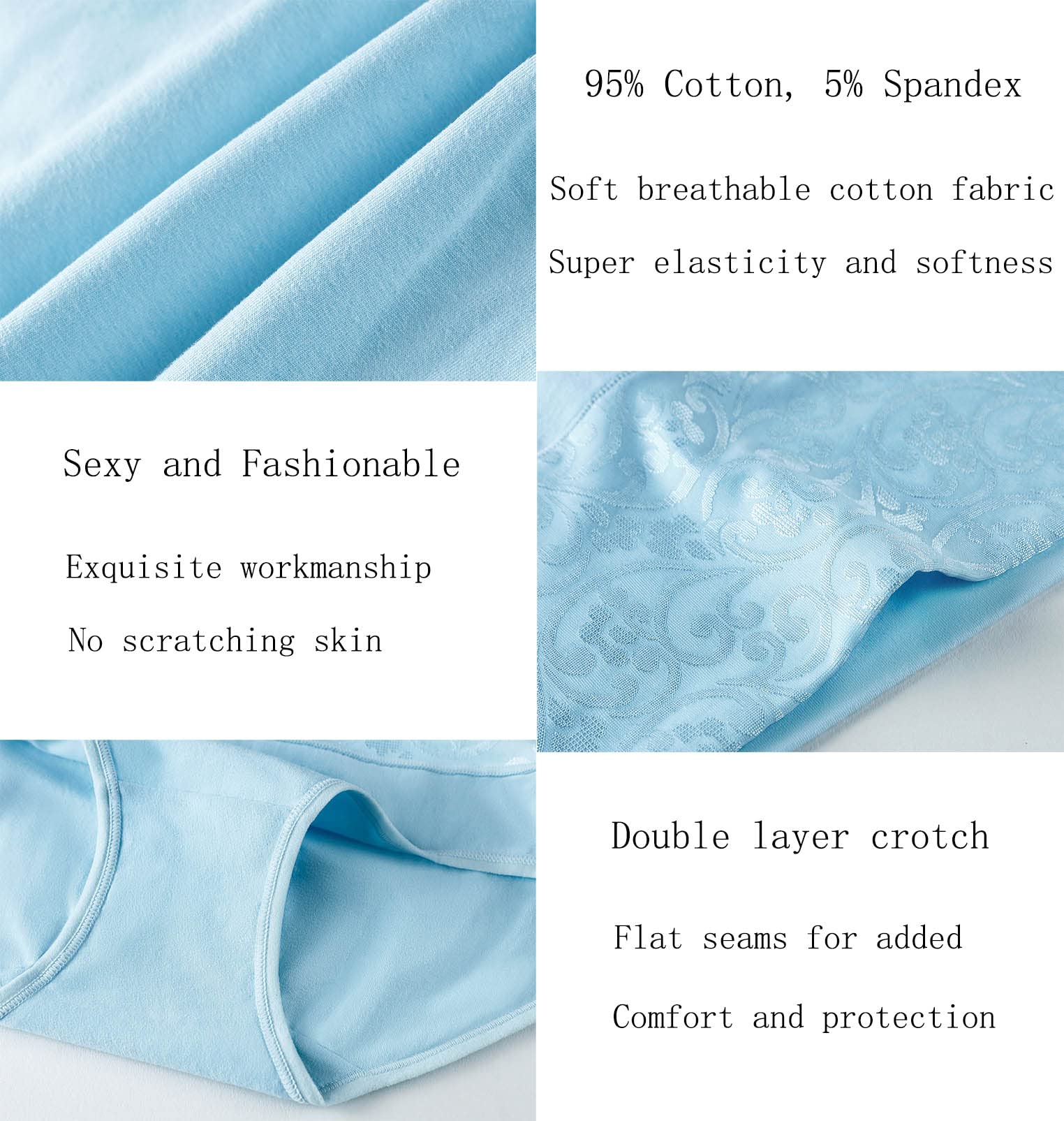 Women's Underwear Cotton Tummy Control High Waisted Underwear Soft Breathable Full Coverage Panties Multipack