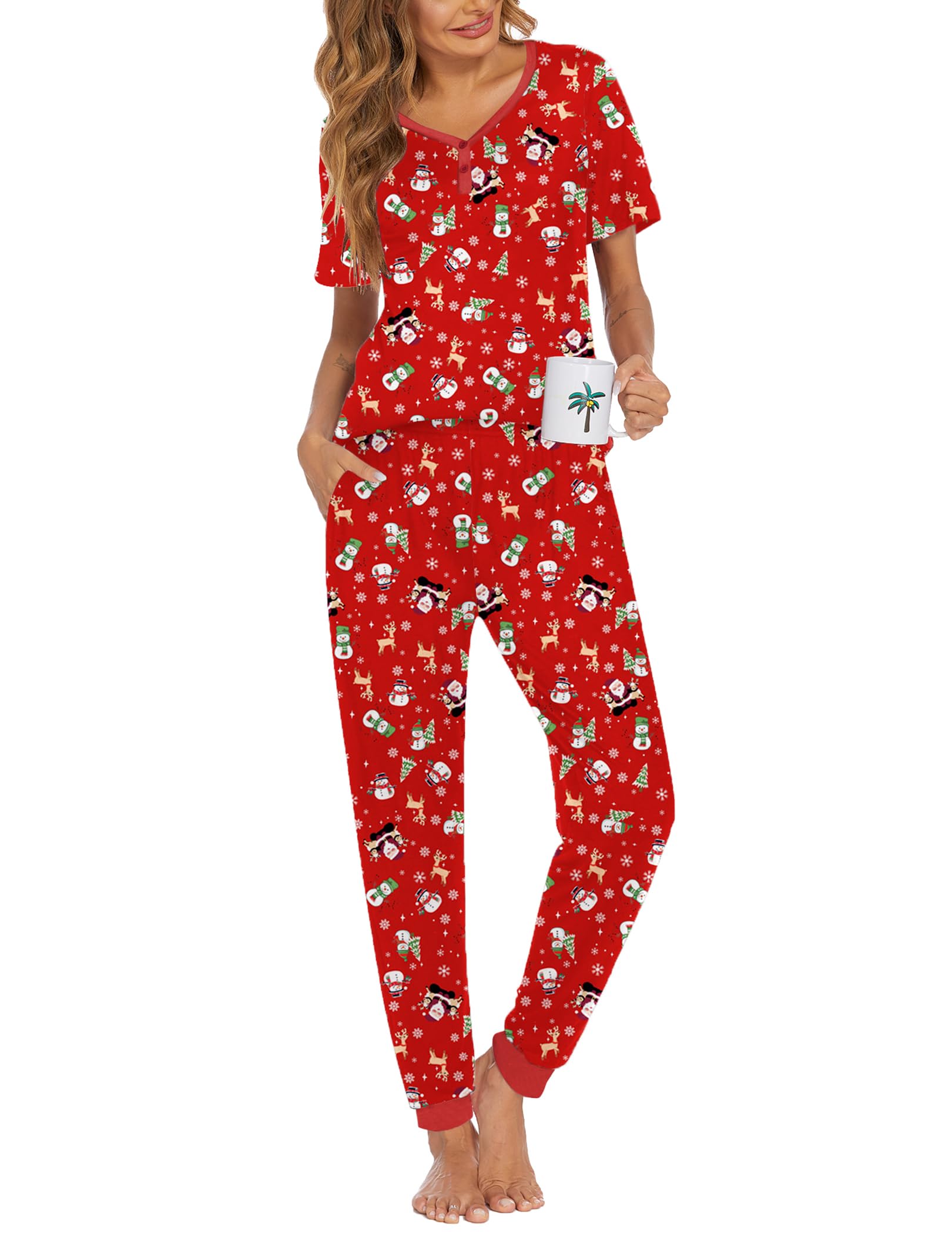 Ekouaer Pajamas for Women Set 2 Piece Fall Sleepwear with Pockets