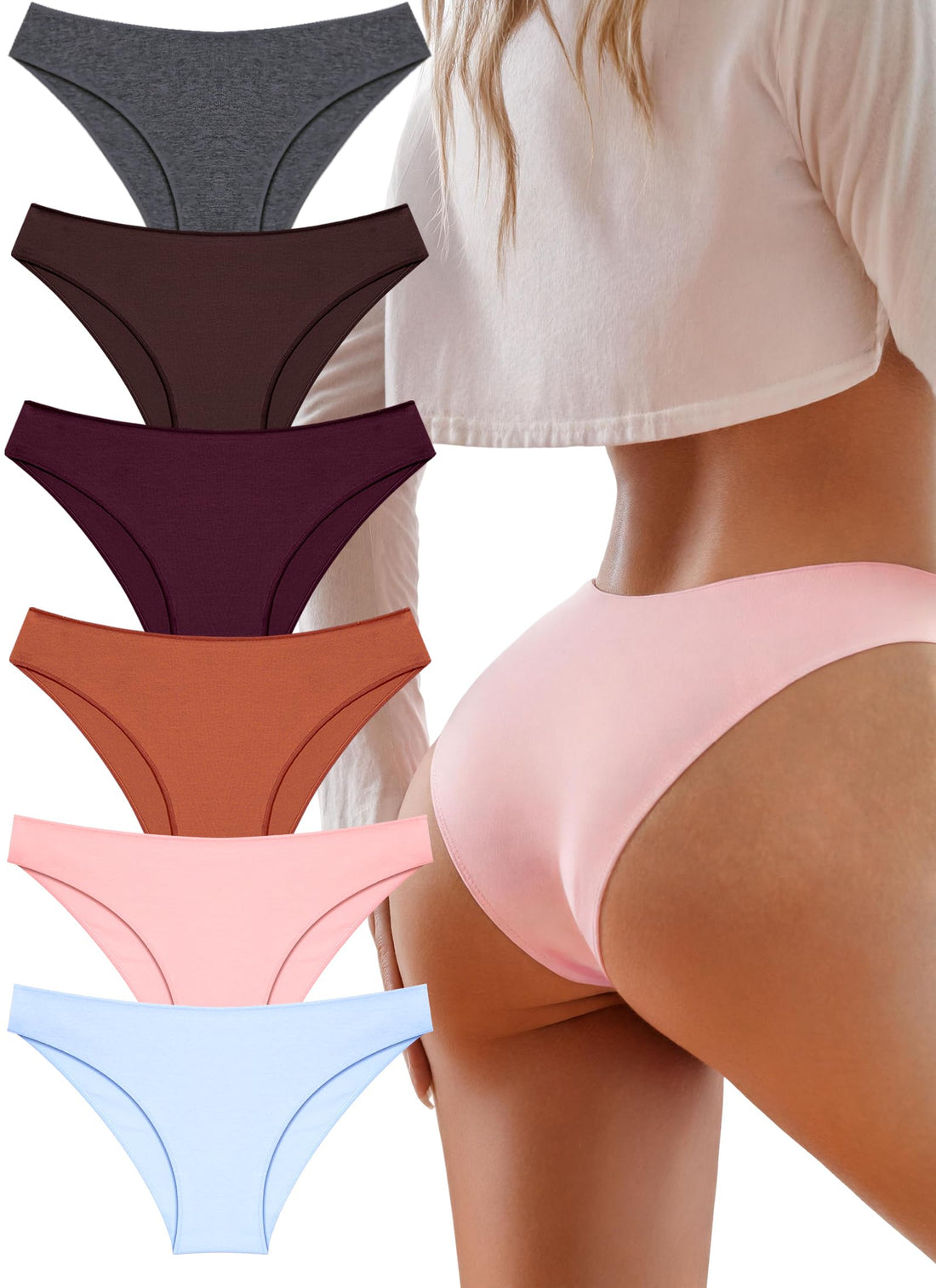 UNDER THE SEA Cotton Underwear for Women 6 Pack Sexy Bikini High Cut Breathable Cheeky Panties Underwear Womens Lingerie