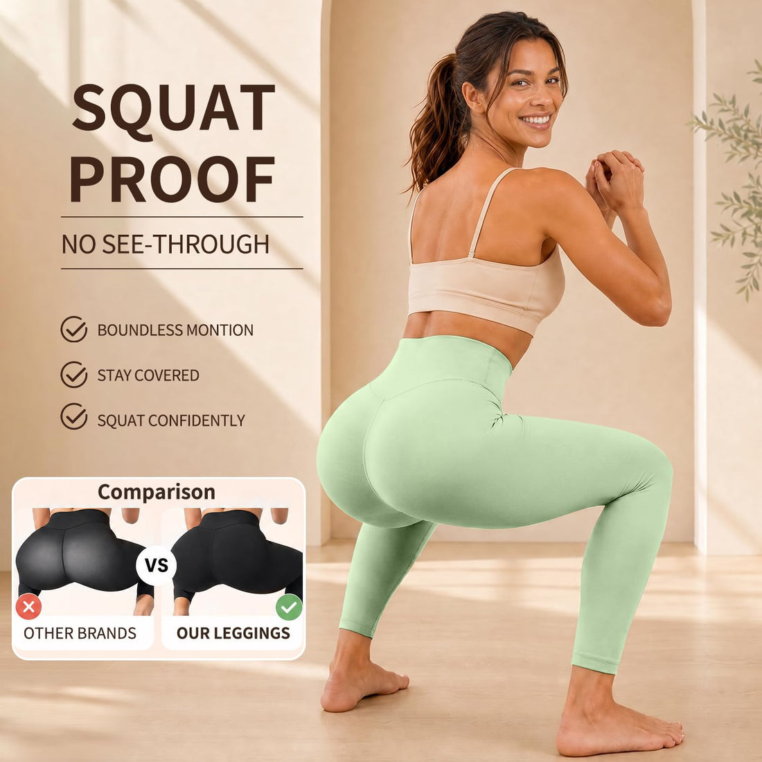 High Waisted Leggings for Women, Tummy Control Yoga Pants Non See Through Buttery Soft for Workout Athletic