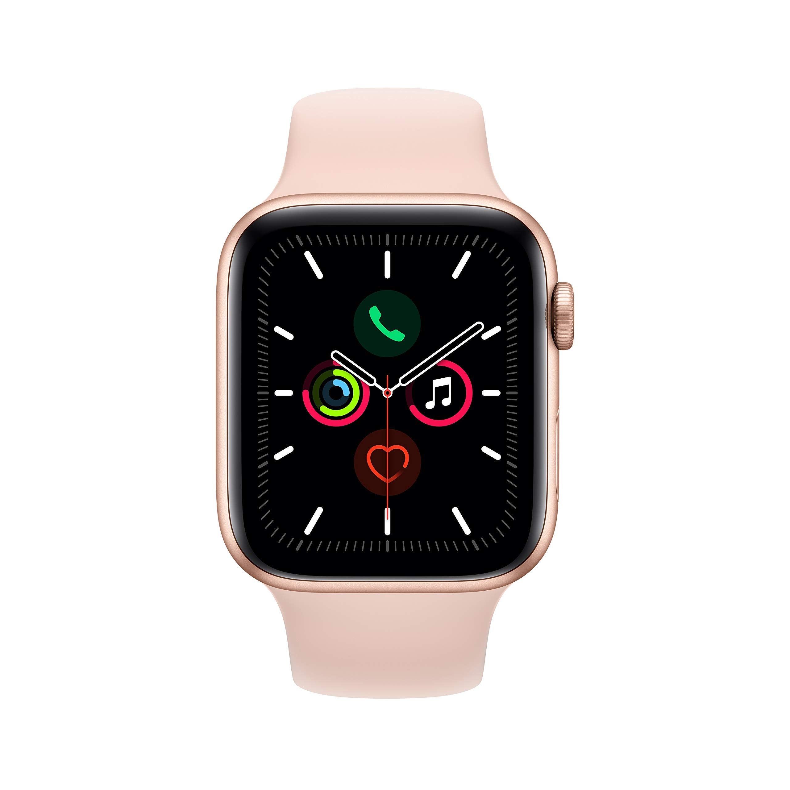 Apple Watch Series 5 (GPS, 44MM) - Space Gray Aluminum Case with Black Sport Band (Renewed)