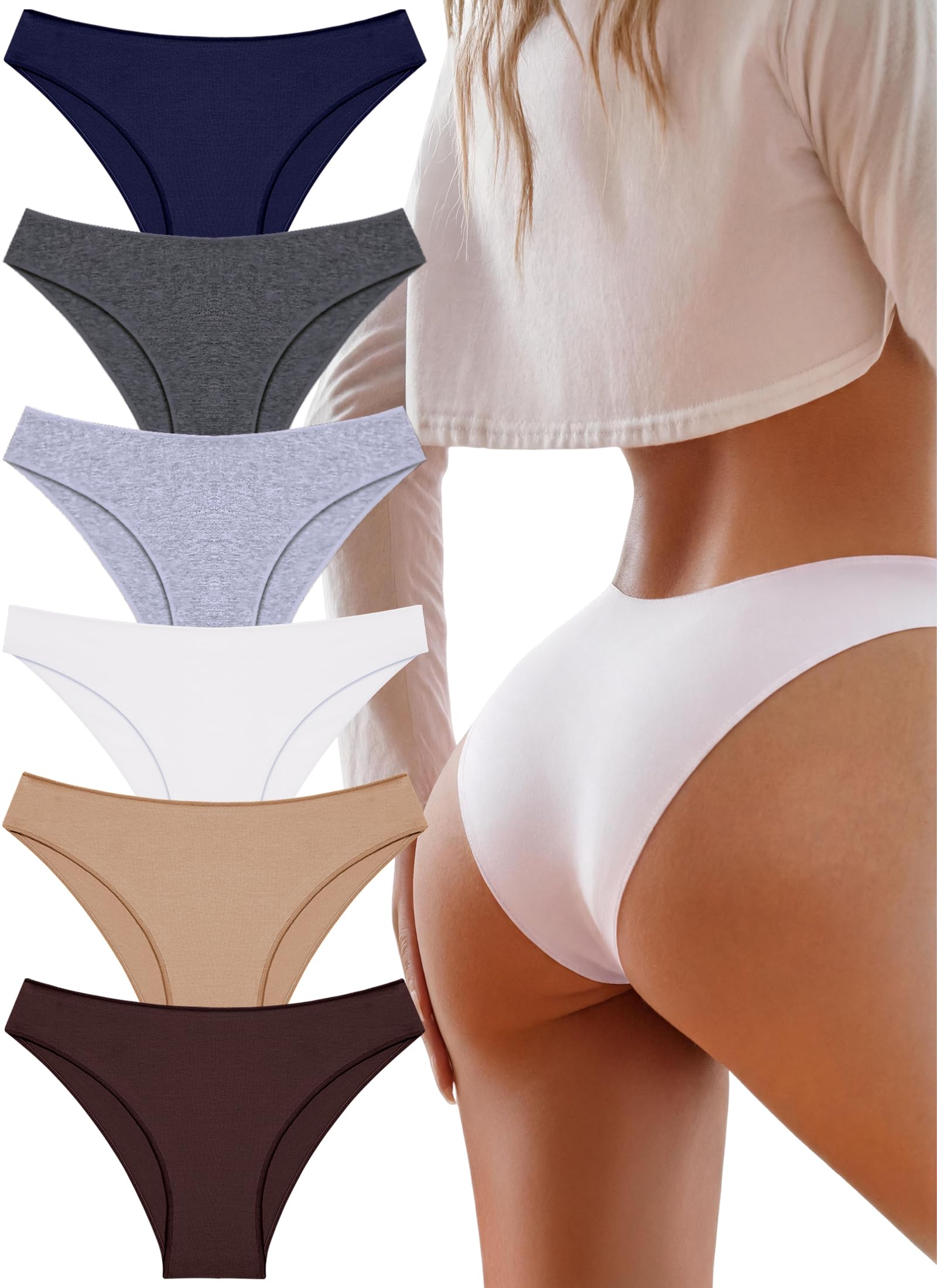 UNDER THE SEA Cotton Underwear for Women 6 Pack Sexy Bikini High Cut Breathable Cheeky Panties Underwear Womens Lingerie