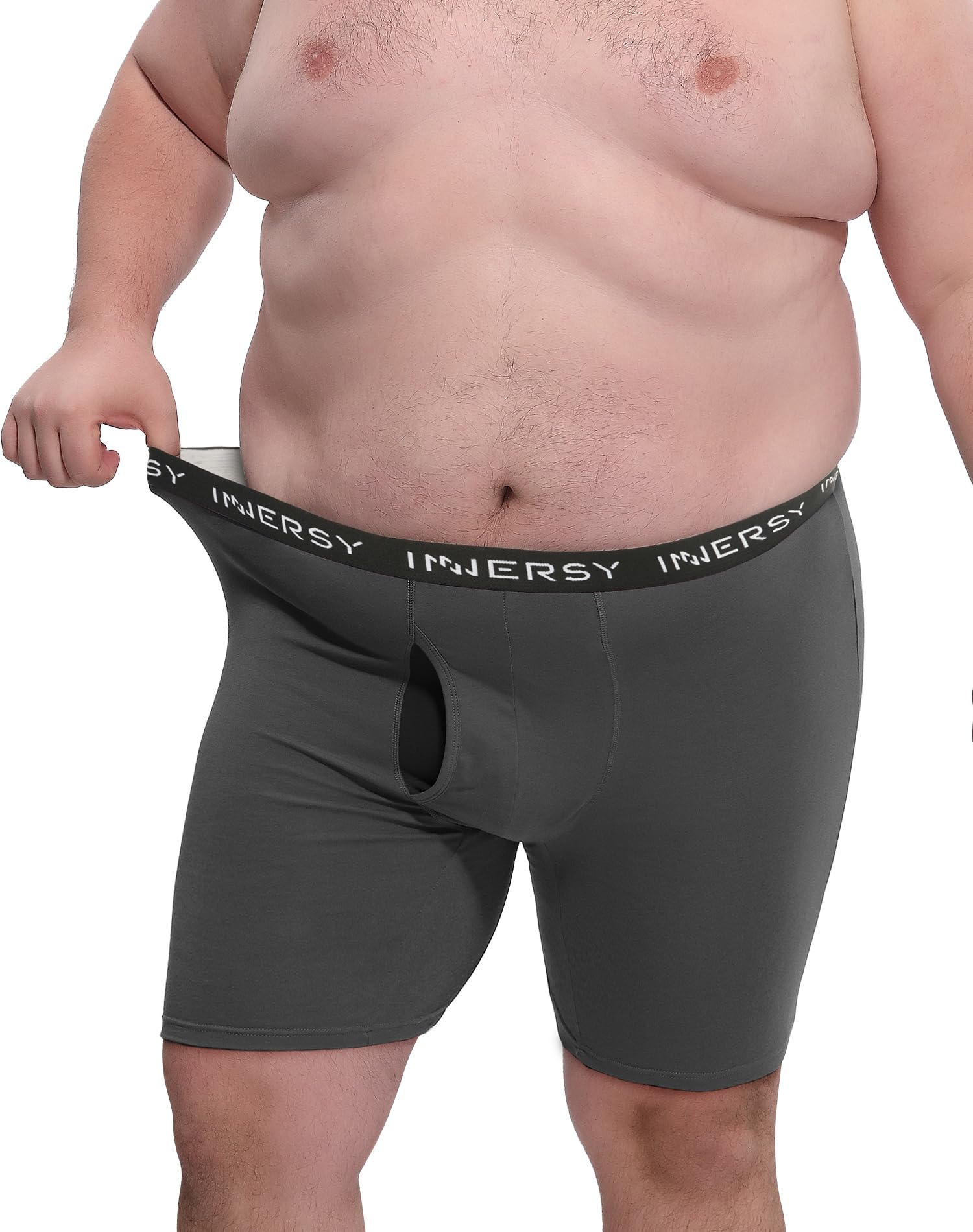 INNERSY Men's Big and Tall Boxer Briefs Cotton Moisture Wicking Underwear 4-Pack