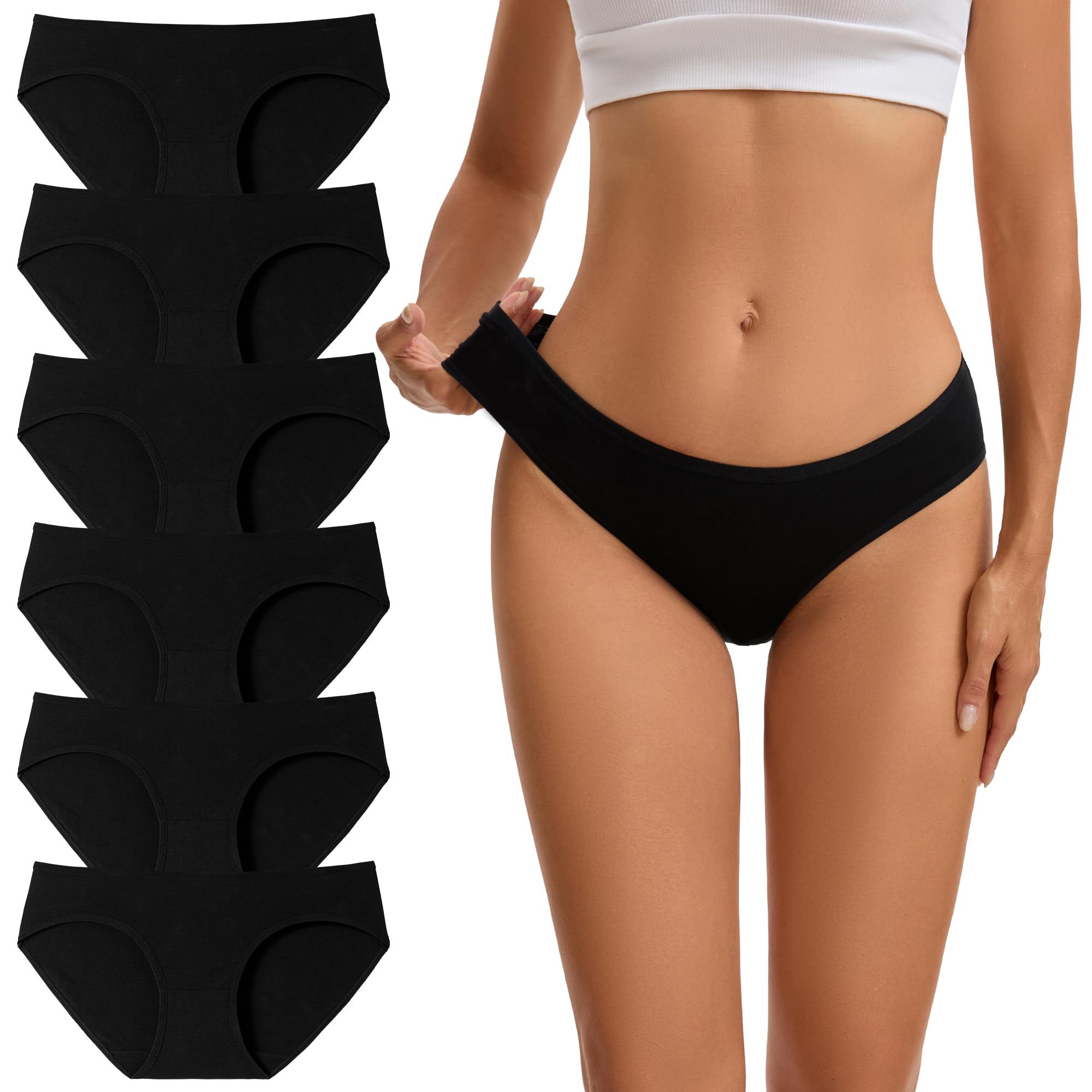 INNERSY Women's Cotton Underwear Low Rise Hipster Panties 6-Pack