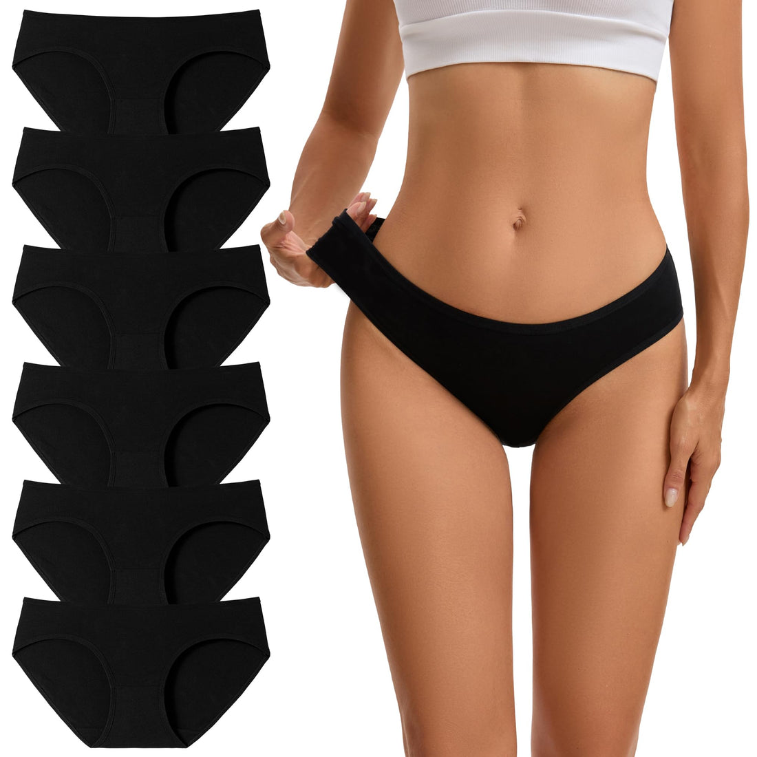 INNERSY Women's Cotton Underwear Low Rise Hipster Panties 6-Pack