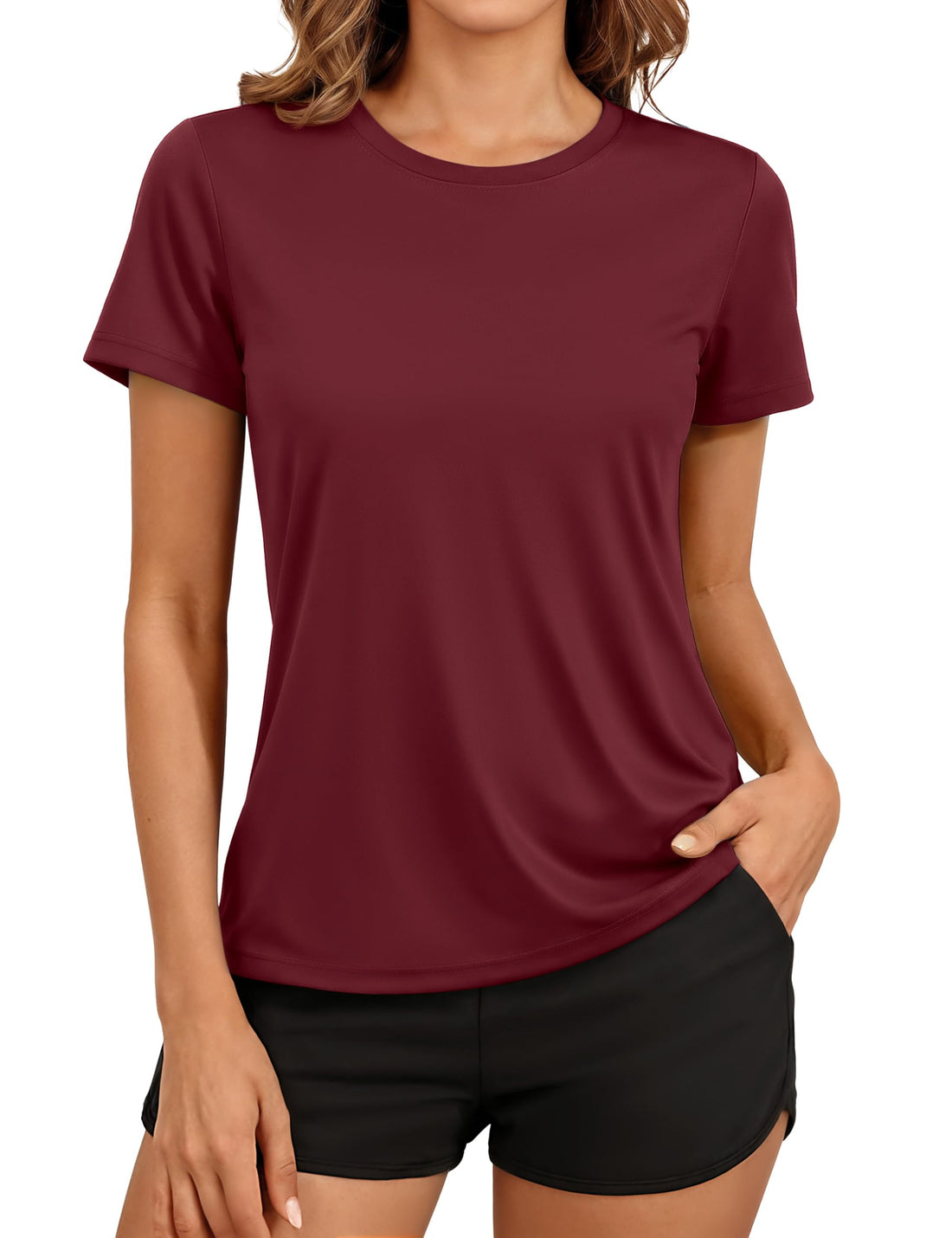 TACVASEN Women's Short Sleeve Workout Shirts UPF 50+ Sun Protection Quick Dry Athletic Tops for Running Gym Tee