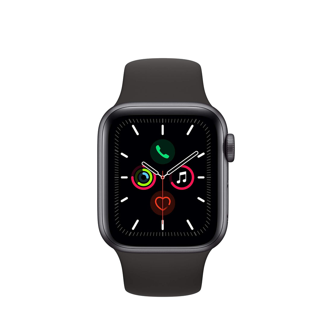 Apple Watch Series 5 (GPS, 44MM) - Space Gray Aluminum Case with Black Sport Band (Renewed)