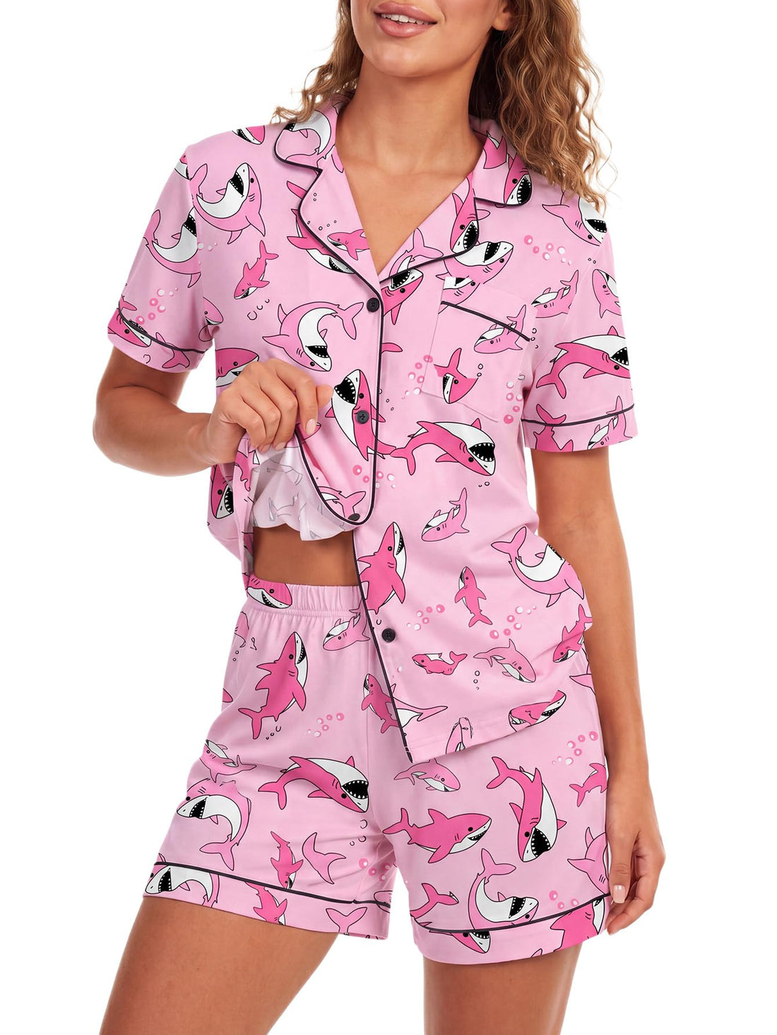 LYANER Women's Heart Print Pajamas Sets