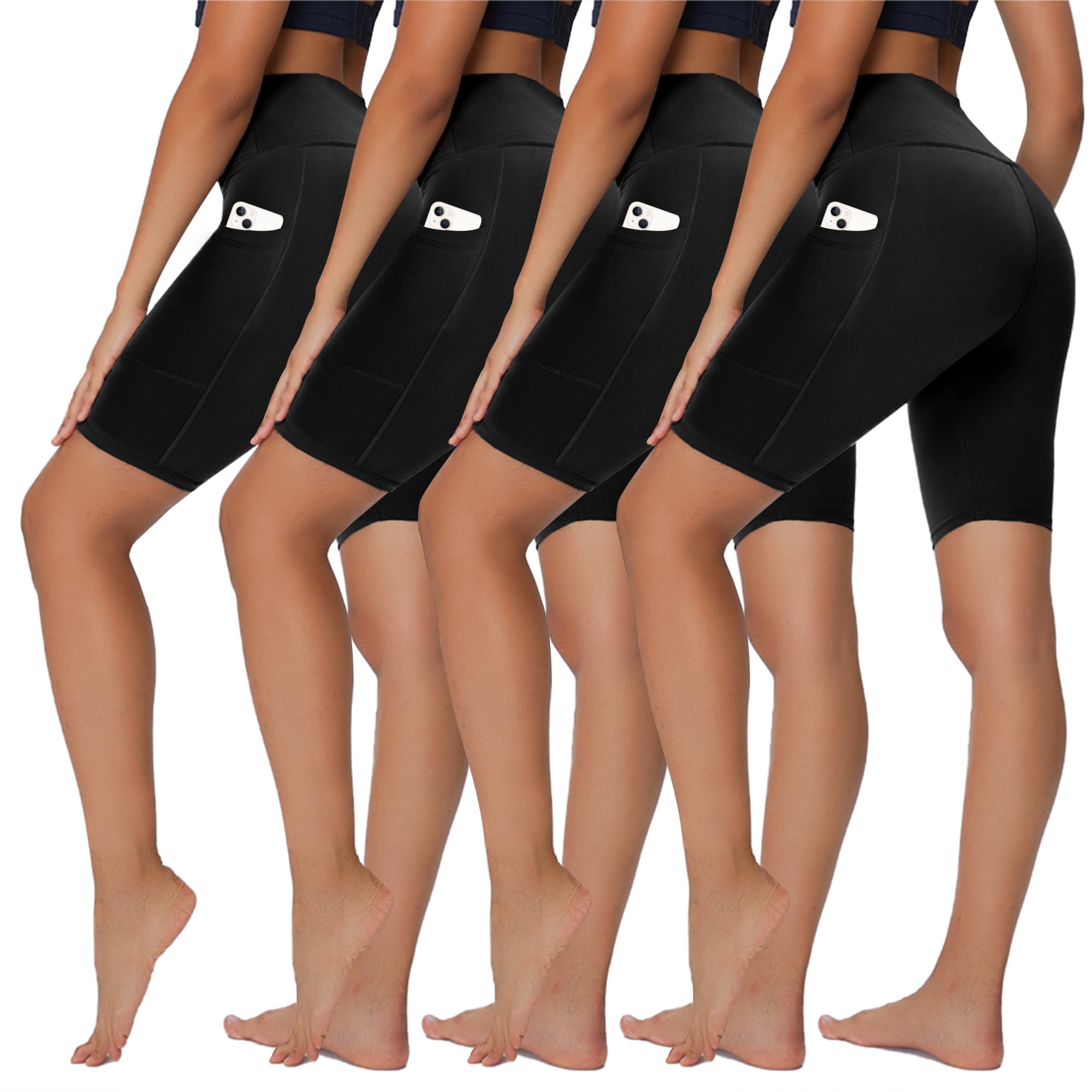 Sundwudu 4 Pack Biker Shorts for Women - 8”/3”/5” High Waist Tummy Control Summer Workout Shorts for Running Yoga Athletic