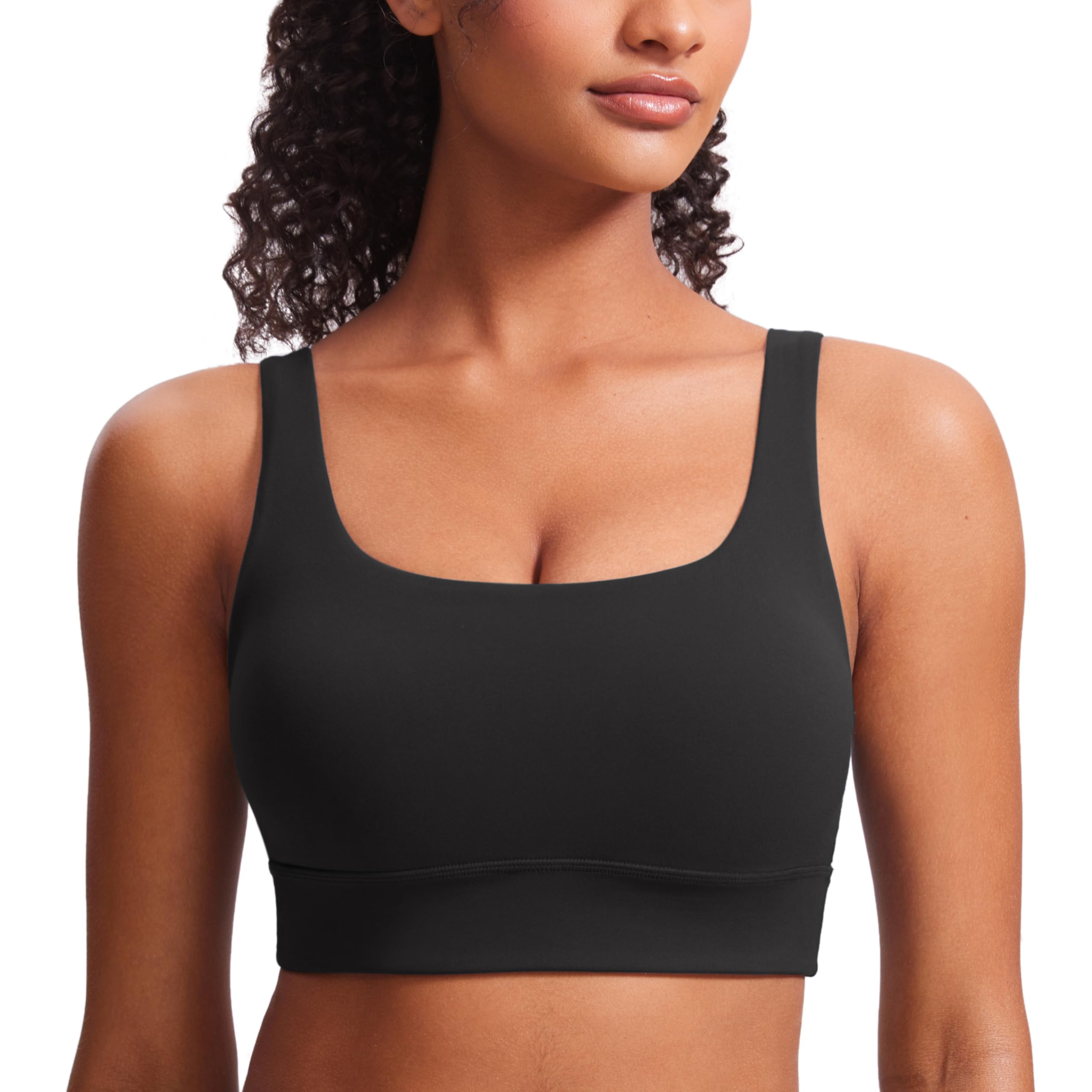 CRZ YOGA Butterluxe U Back Sports Bras | Light Support, Removable Pads, Yoga, Extremely Soft, Longline, Scoop Neck, Wide Straps, for Women