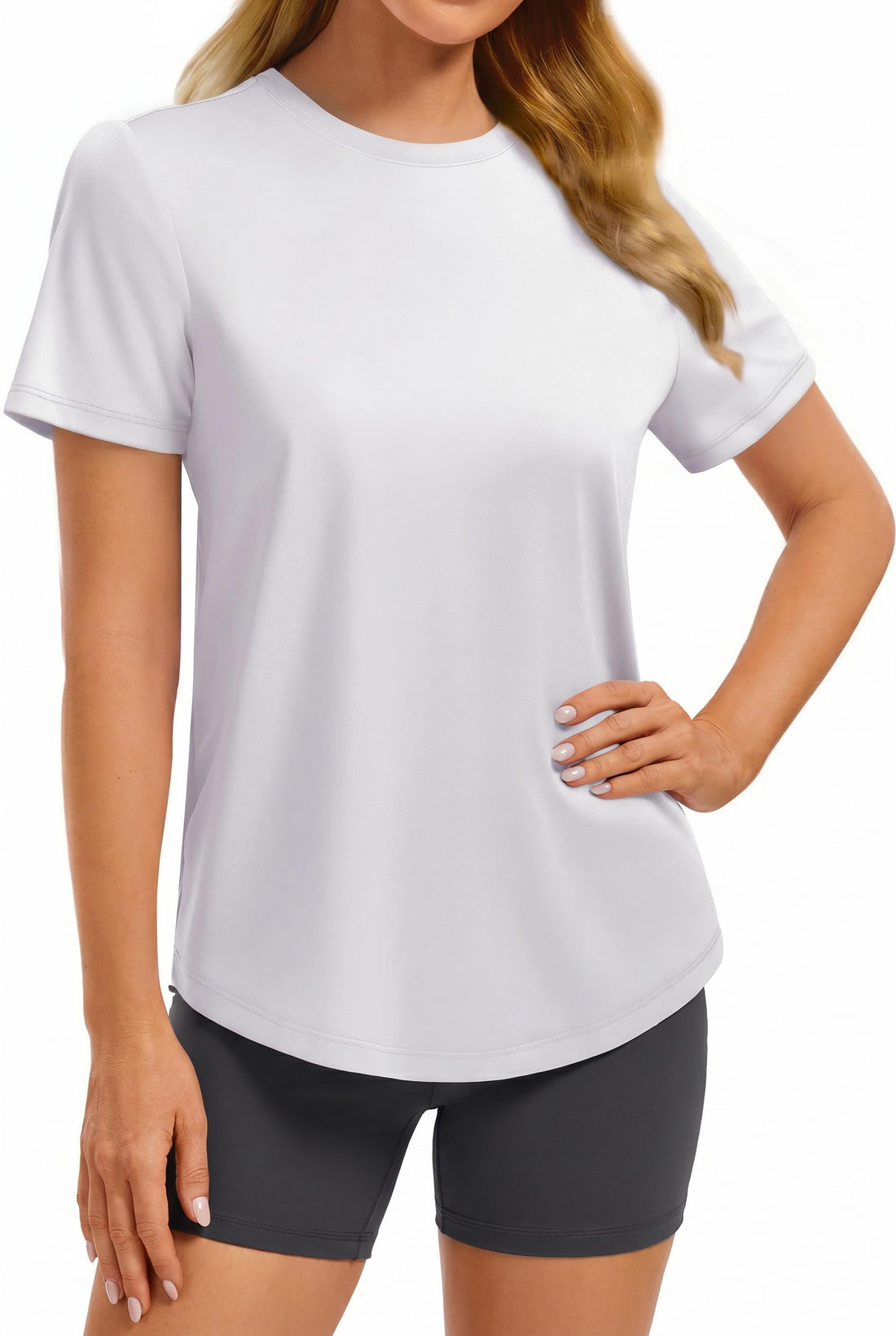 PINSPARK Soft Workout Tops for Women UPF 50+ Sun Protection Shirt Quick Dry Athletic Running Hiking Travel Basic Tee Shirts