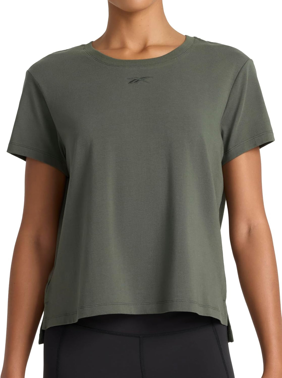 Reebok Women's Embroidery Hit Graphic Crewneck T-Shirt, Standard Fit, Lightweight Stretch Cotton Fabric