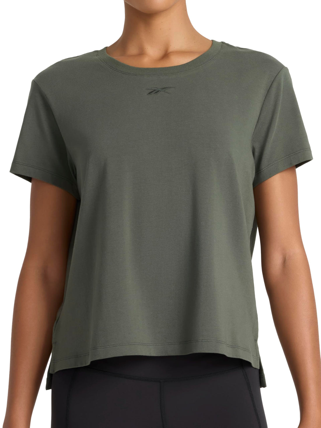 Reebok Women's Embroidery Hit Graphic Crewneck T-Shirt, Standard Fit, Lightweight Stretch Cotton Fabric
