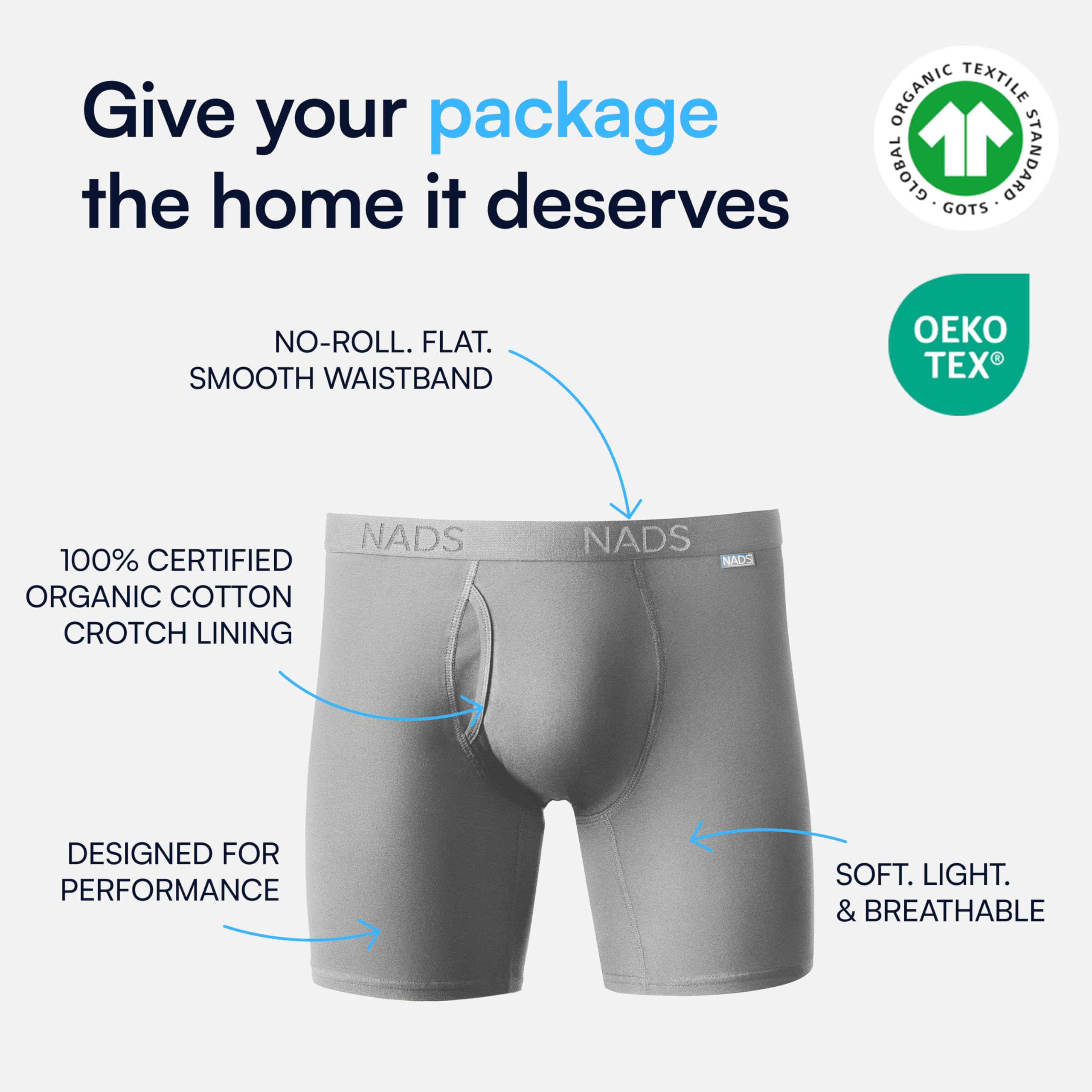 NADS Organic Cotton Boxer Briefs – Hormone-Friendly, Non-Toxic Men’s Underwear for Comfort, Support & Safer Nuts – Multi-Pack