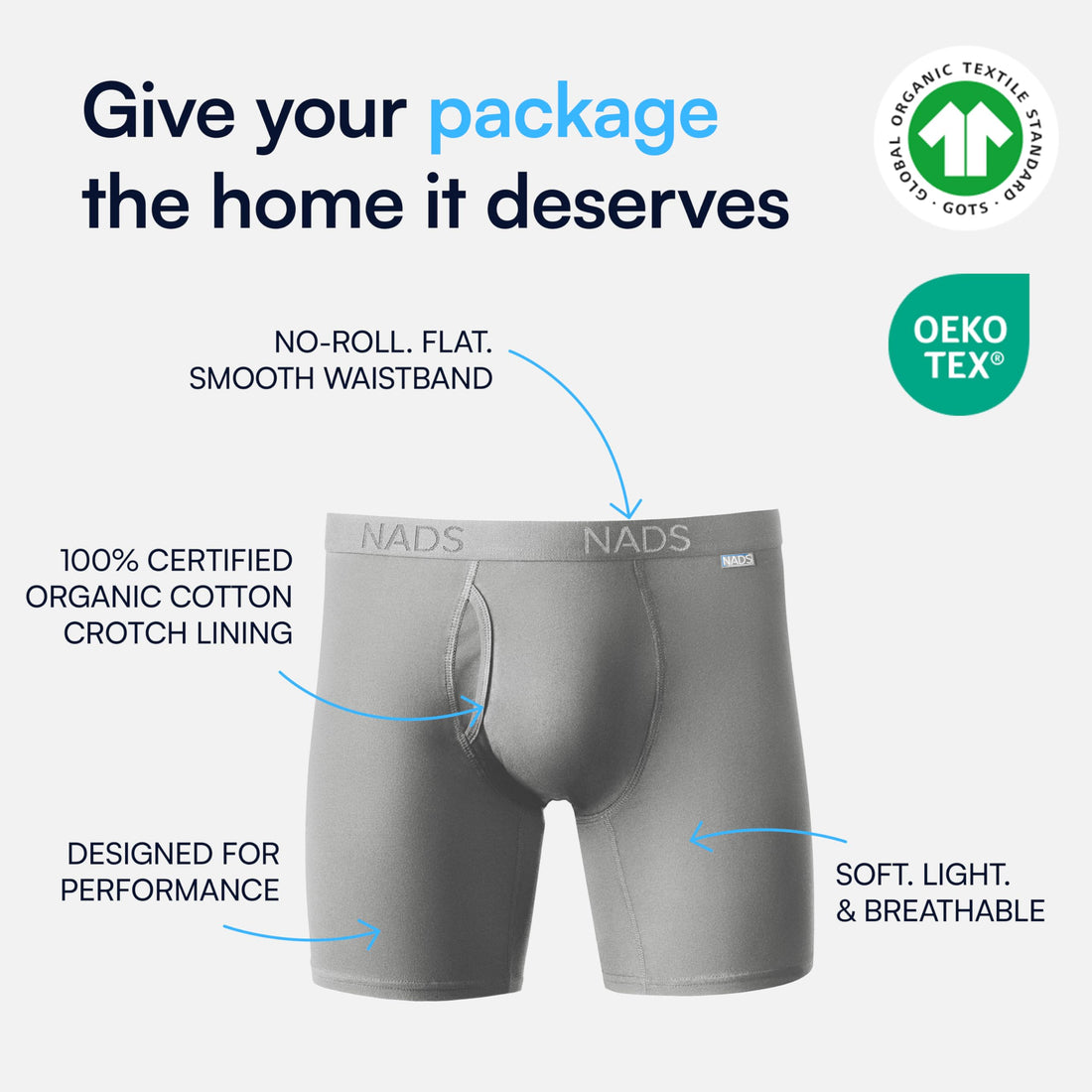 NADS Organic Cotton Boxer Briefs – Hormone-Friendly, Non-Toxic Men’s Underwear for Comfort, Support & Safer Nuts – Multi-Pack