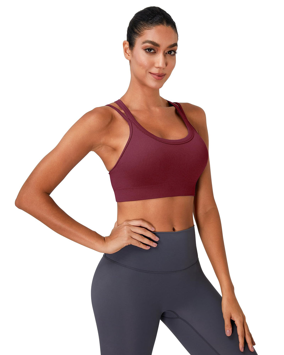 Sports Bras for Women HIigh Support, Criss-Cross Back Padded Strappy High Impact Sports Bras for Women Large Bust