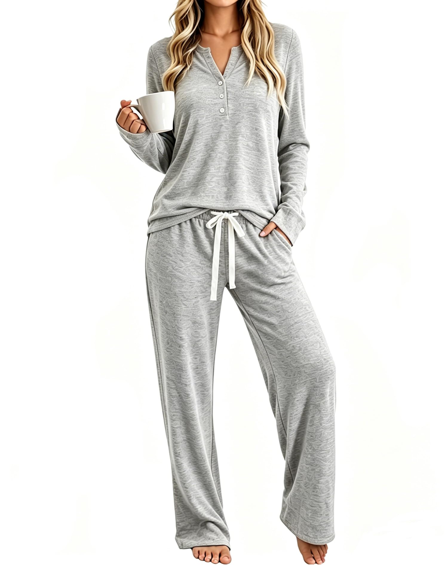 Womens Pajamas Set Long Sleeve Soft Loungewear 2 Pieces Fall&Winter