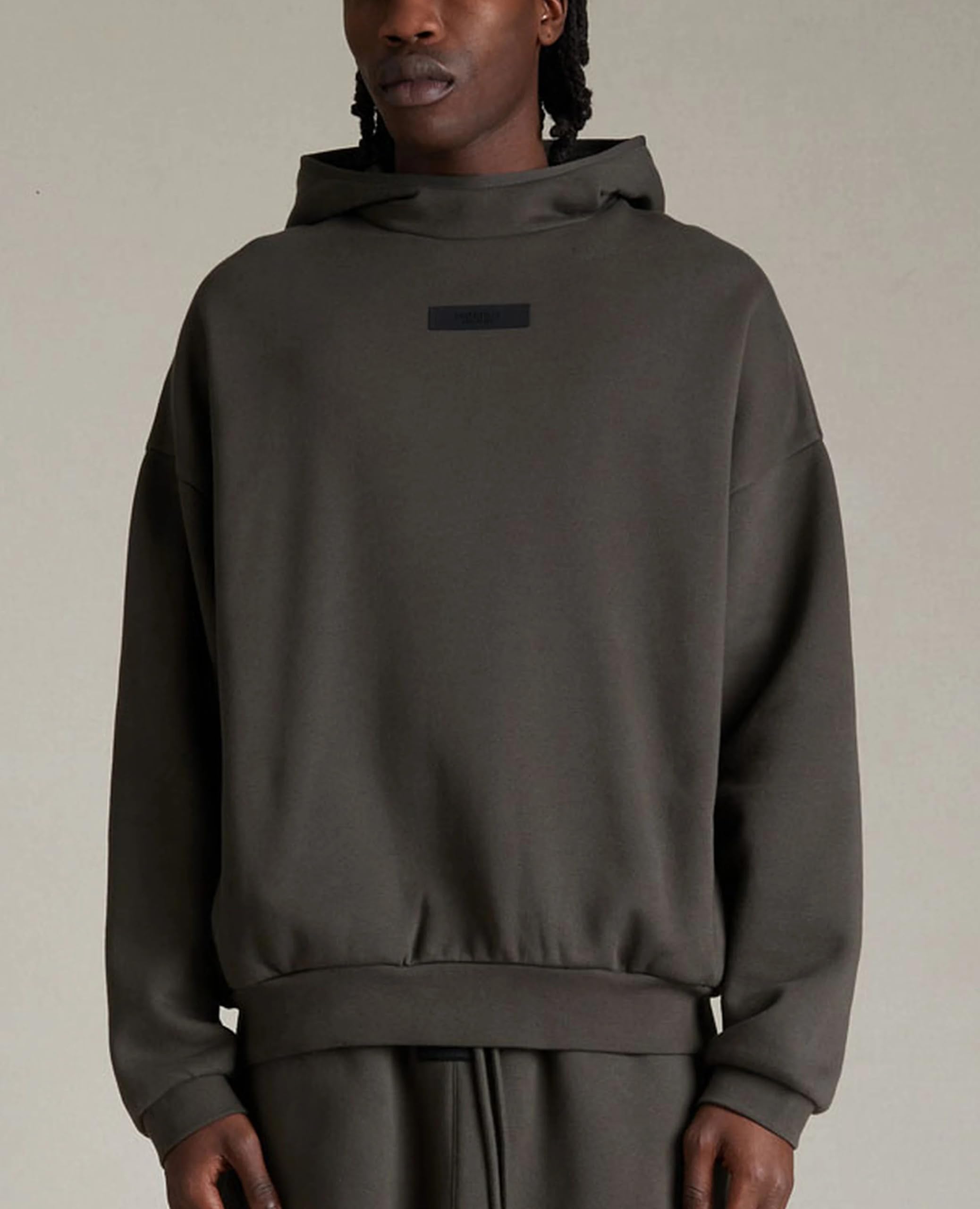 Essentials Basic Pullover Hoodie, Cotton Blend, Adult Oversized Men Size, One Size Down