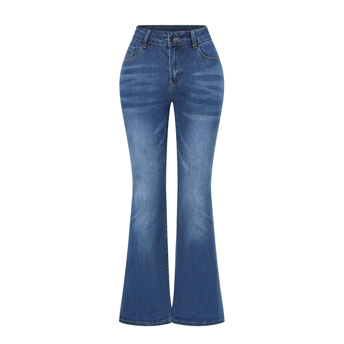 THUNDER STAR Womens Stretchy Mid Rise Flare Jeans Distressed Denim Bell Bottom Pants