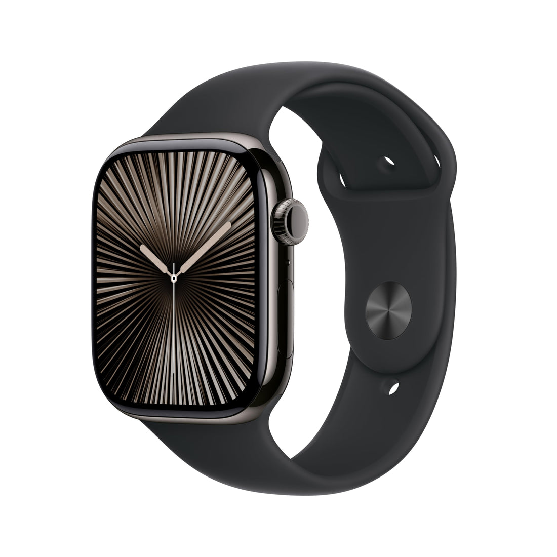Apple Watch Series 10 [GPS 46mm case] Smartwatch with Jet Black Aluminum Case with Black Sport Band - M/L. Fitness Tracker, ECG App, Always-On Retina Display, Water Resistant