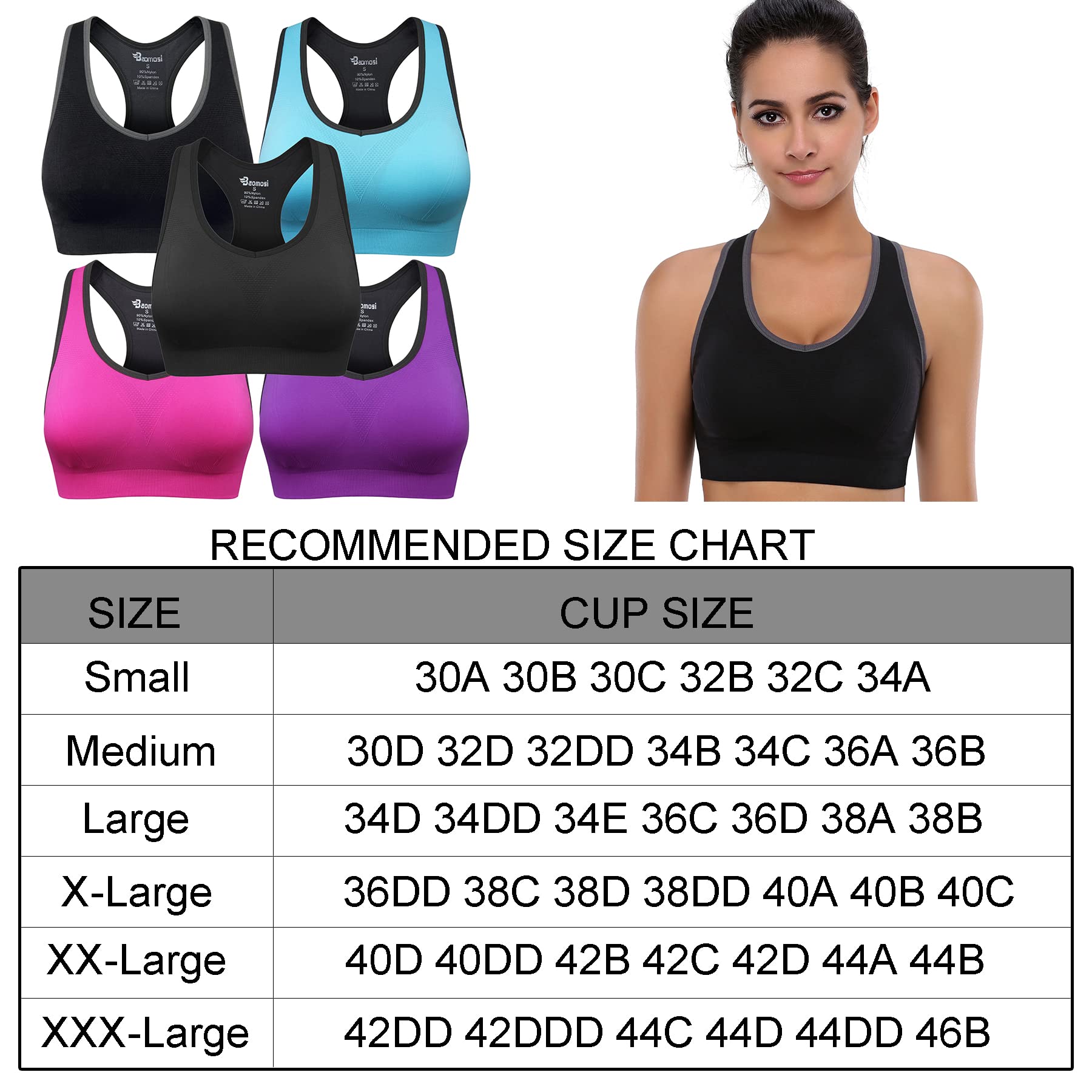 Women's Seamless Racerback Sports Bra High Impact Support Yoga Gym Workout Fitness