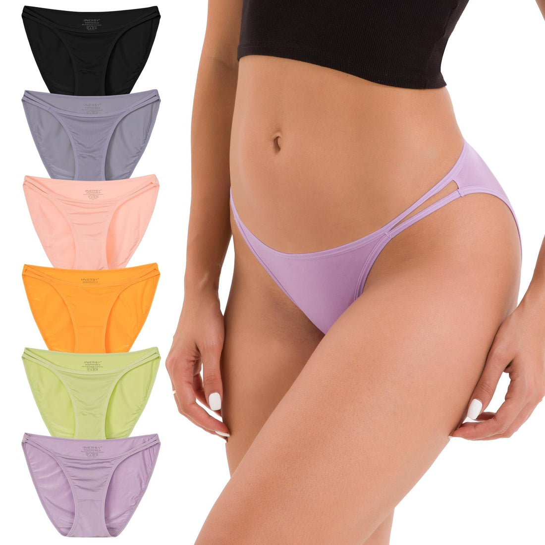 INNERSY Women's String Bikini Panties Cheeky Underwear 6-Pack