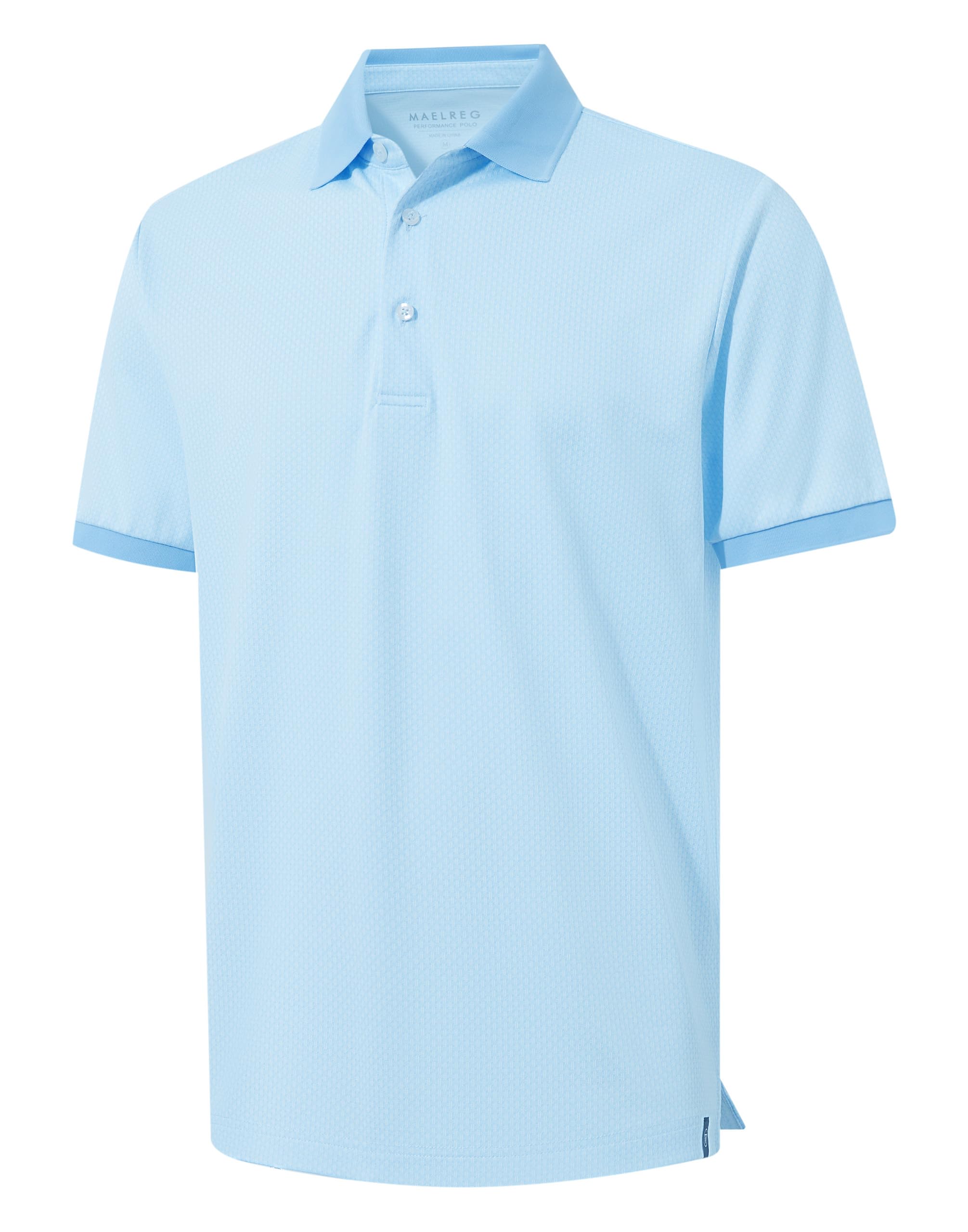 M MAELREG Mens Golf Polo Shirts Jacquard Ribbed Collar Performance Moisture Wicking Dry Fit Short Sleeve Golf Shirts for Men