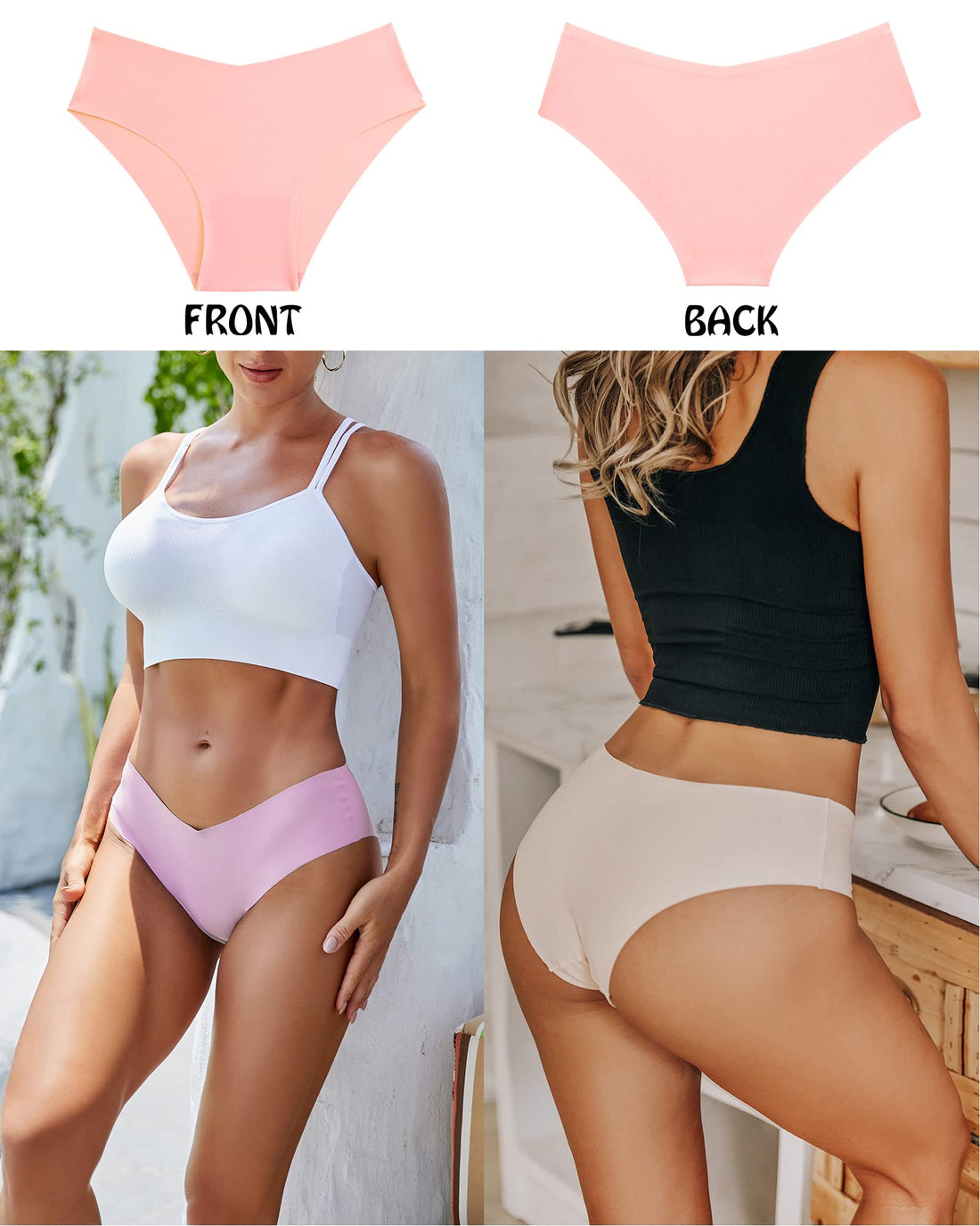 Women’s Seamless Bikini Panties Soft Stretch Invisibles Briefs No Show Hipster Underwear cheeky 9 pack XS-L