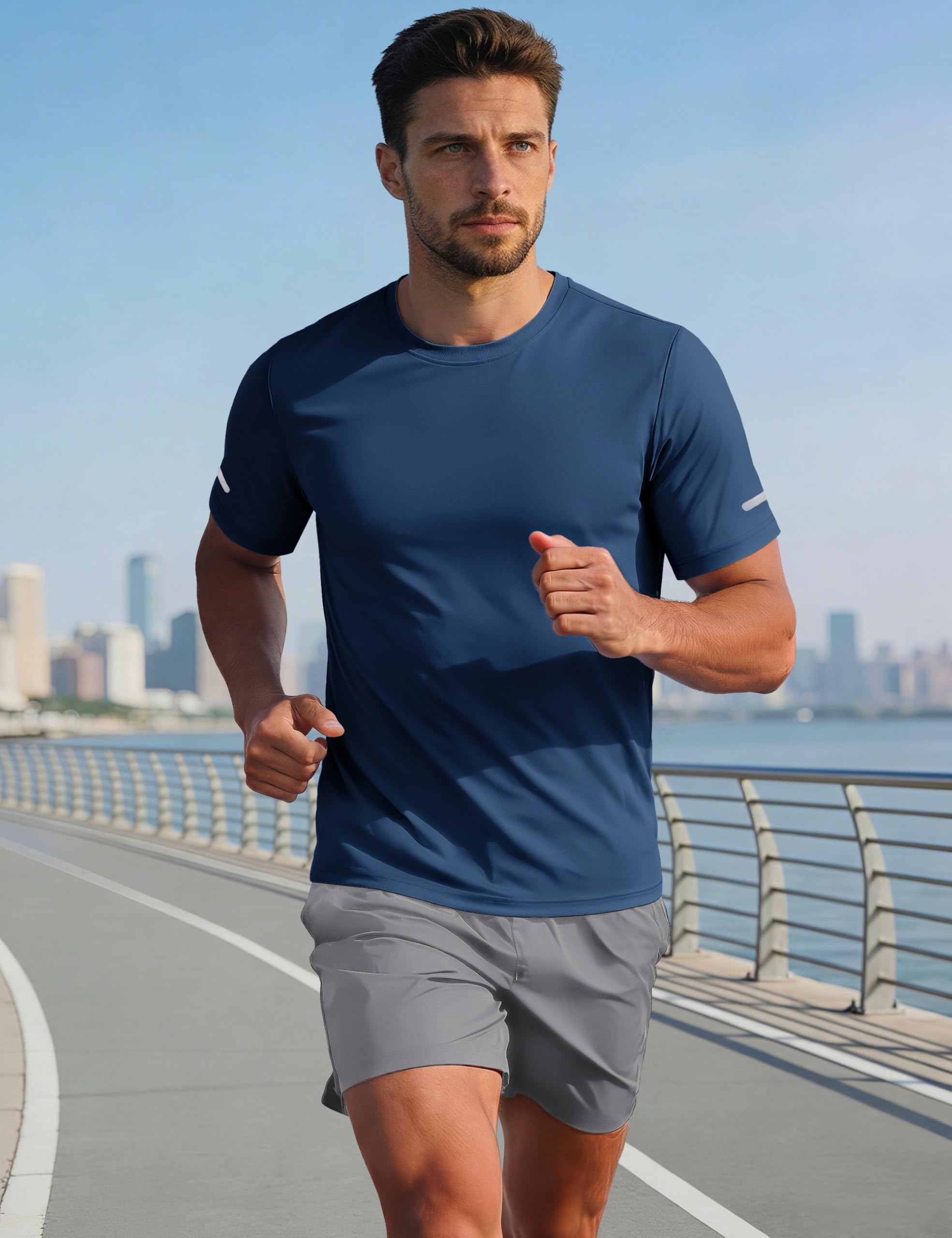 MAGCOMSEN Mens Workout Shirts Dry Fit Sun Protection Athletic Short Sleeve Shirt UPF 50+ Gym Running Swim Rash Guard Top