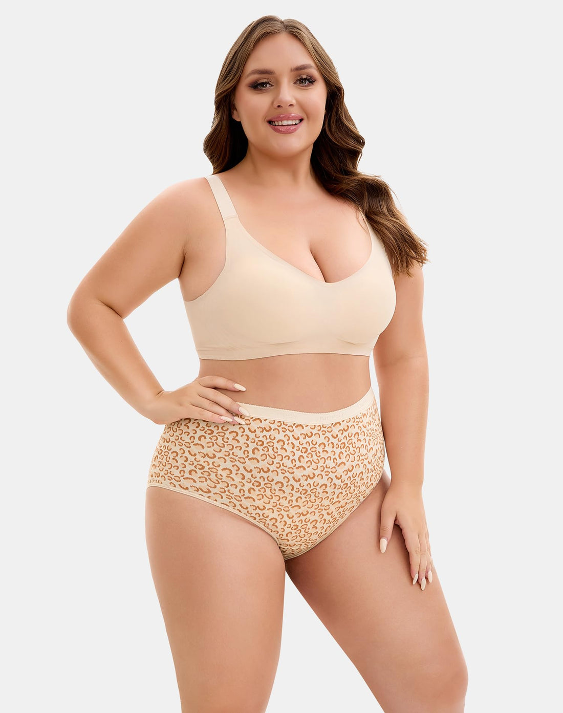 INNERSY Plus Size XL-6XL Big Curvy Woman Cotton Underwear High Waist Briefs 5-Pack