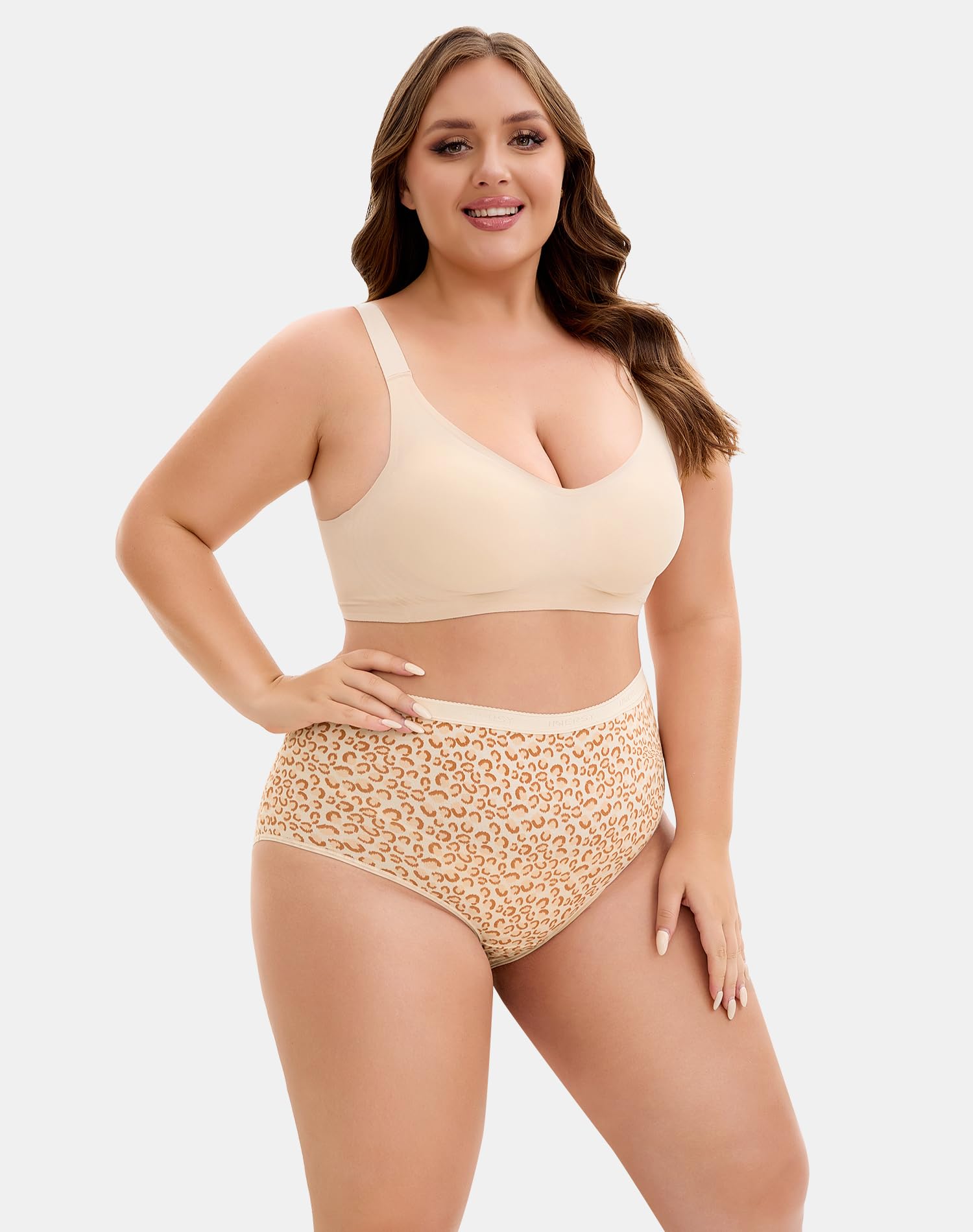 INNERSY Plus Size XL-6XL Big Curvy Woman Cotton Underwear High Waist Briefs 5-Pack