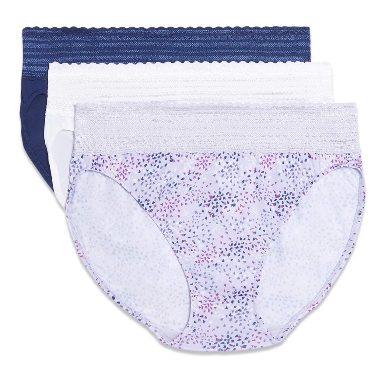 Warner's Women's Blissful Benefits No Muffin Top Micro Hi-cut Panties With Lace Multipack