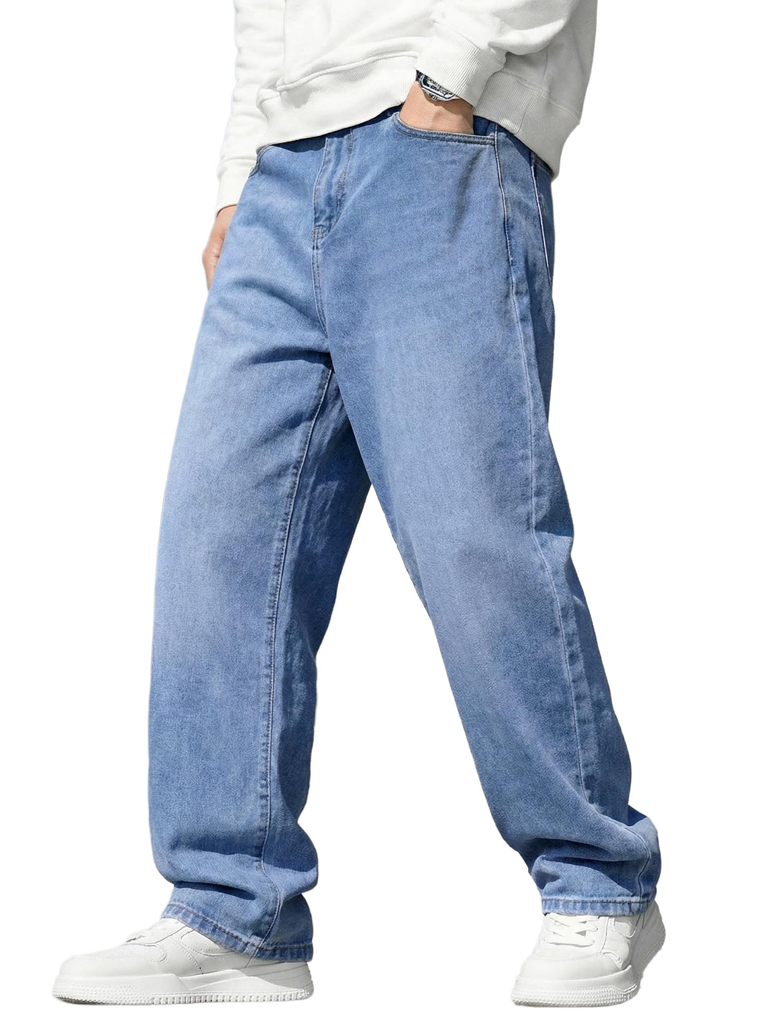 JMIERR Mens Baggy Jeans Wide Leg Y2K Loose Fit Denim Pants | Vintage Relaxed Loose Fit, Stretch, Straight Leg, Skater Streetwear, 5 Pockets, Casual Carpenter Jean, Hip Hop
