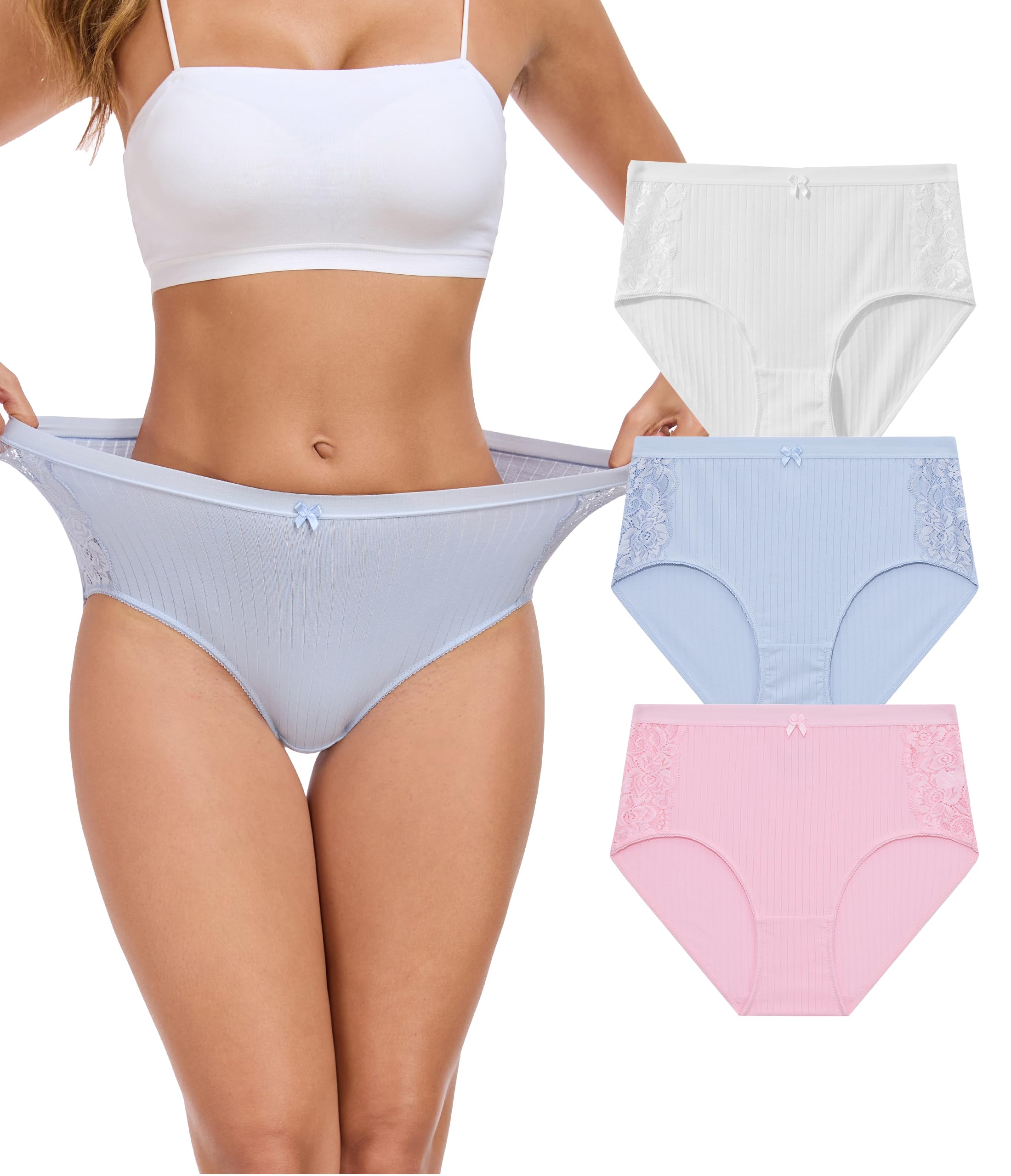 ANLIQI Women's Cotton Modal Ployamide Bikini Panties, Soft Moisture Wicking Hipster Briefs Undies for Ladies Multi-Pack