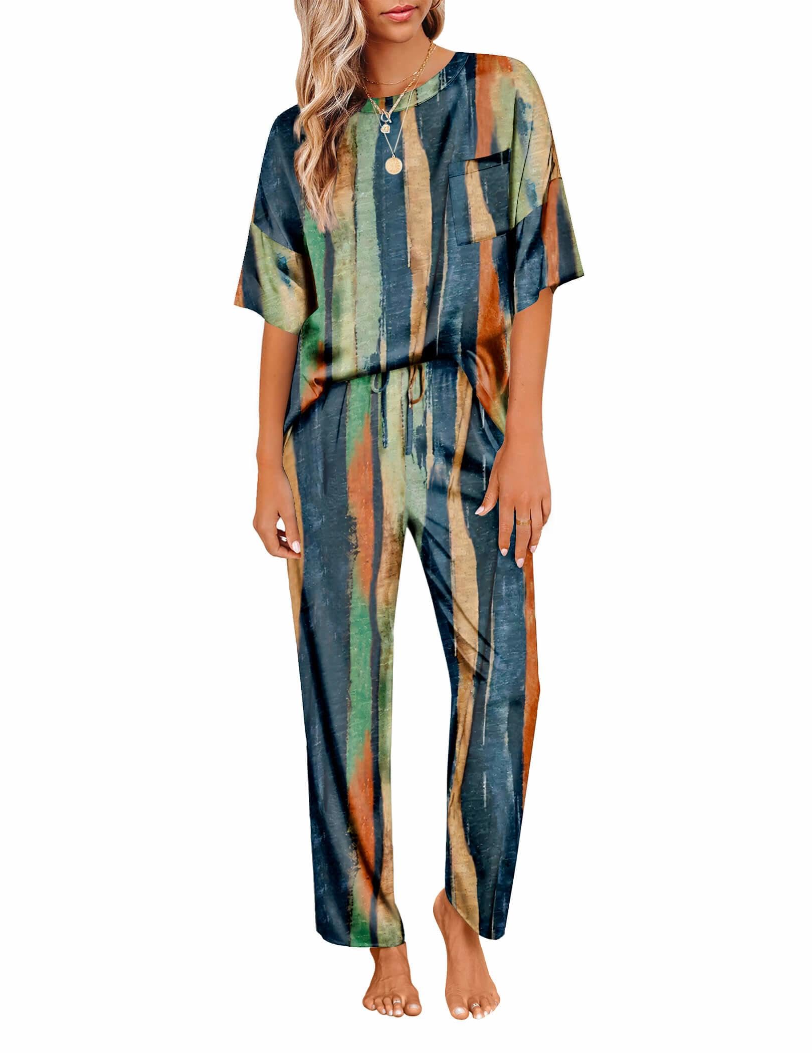 Ekouaer Pajamas for Women Set Silky Satin 2 Piece Lounge Sets with Pockets
