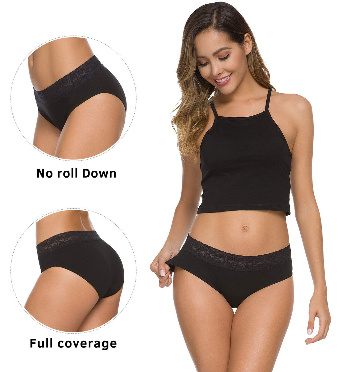 Wealurre Cotton Panties for Women Bikini Underwear Hipster Underpants Lace Briefs Pack