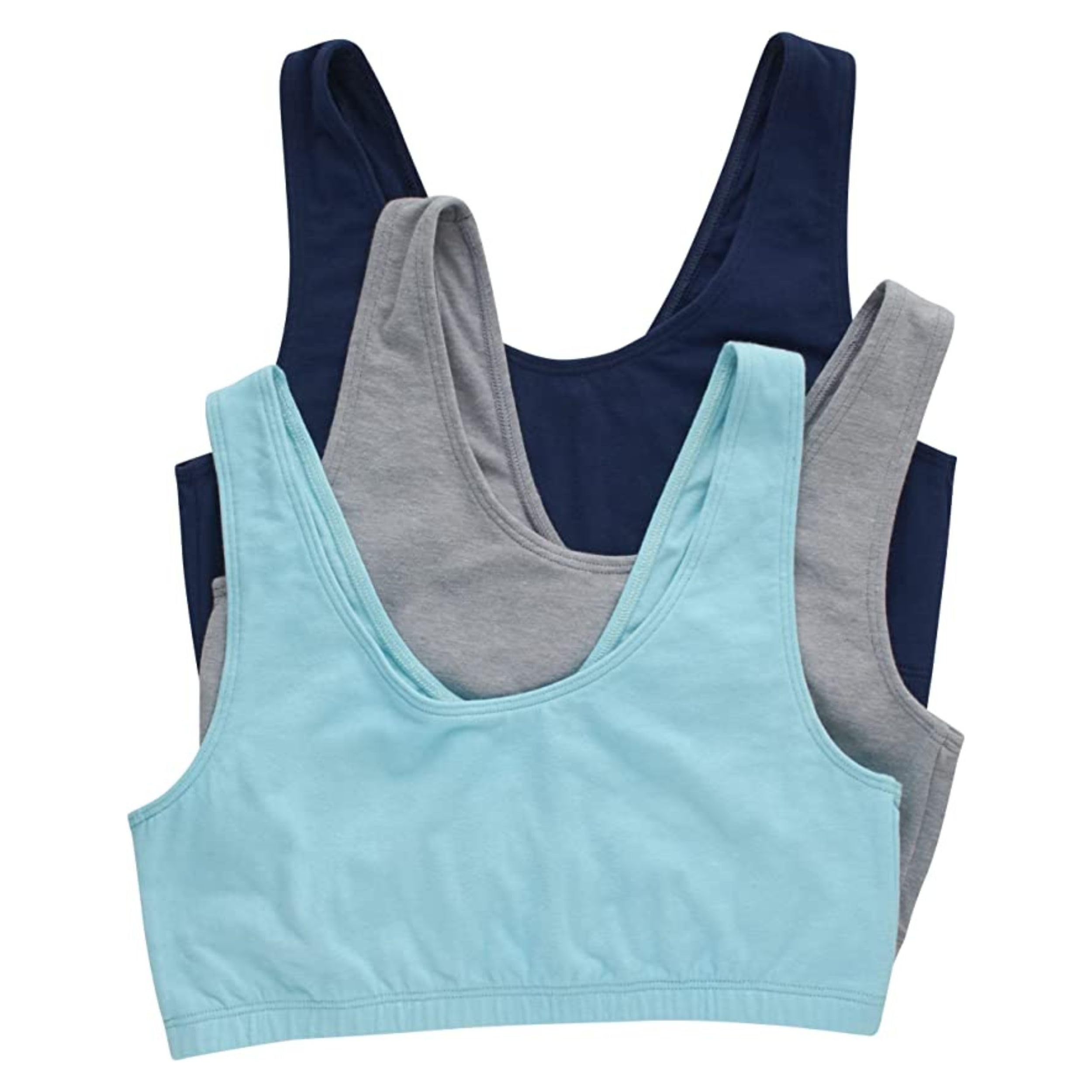 Hanes Women's Pack, Cotton Scoopneck Bralette, Low-Impact Sports Bra, 3-Pack