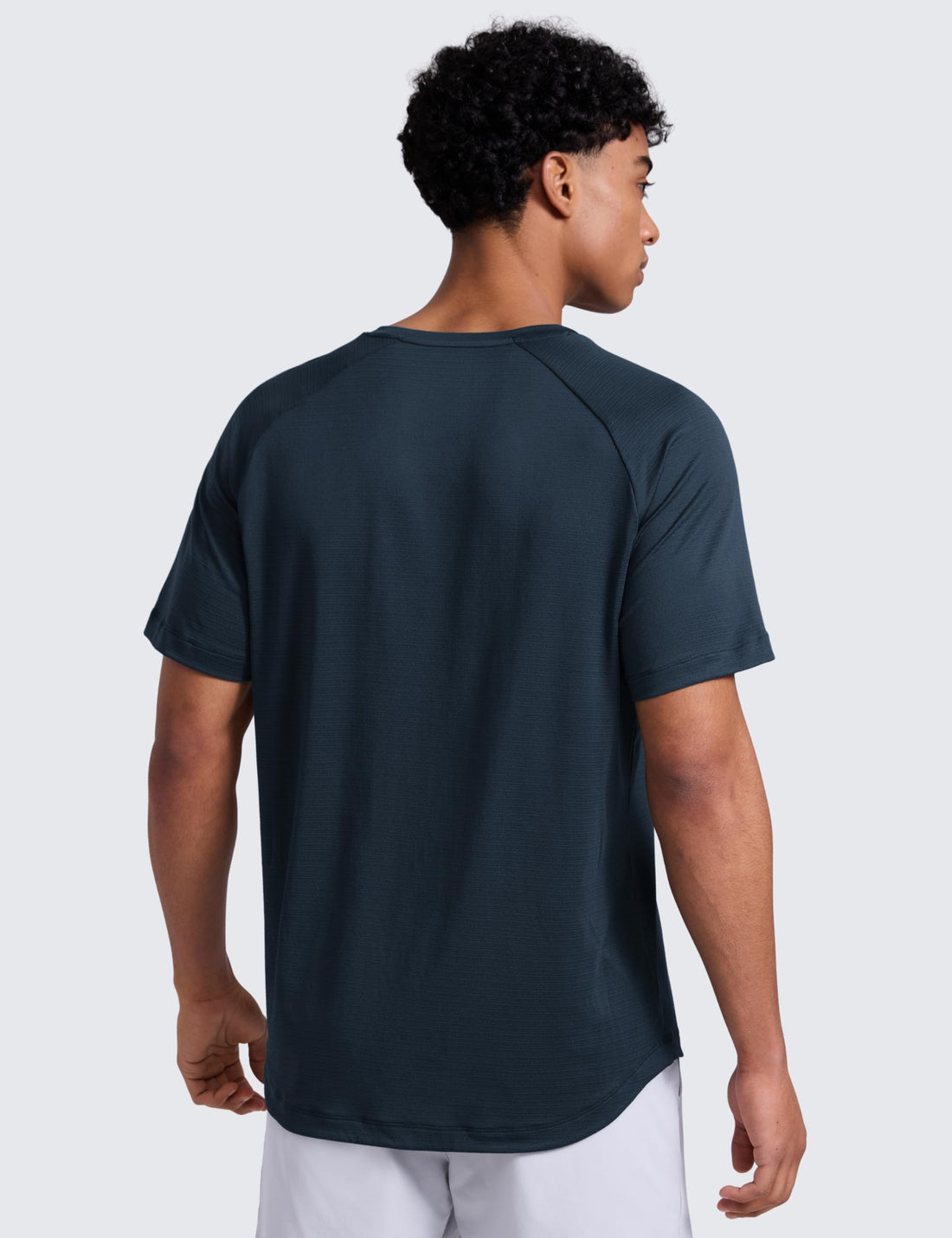 CRZ YOGA Breathable Texture Crewneck T-Shirts | Workout, Quick Dry, Lightweight, Classic Fit, Round Scallop Back, Short Sleeve Shirts for Men
