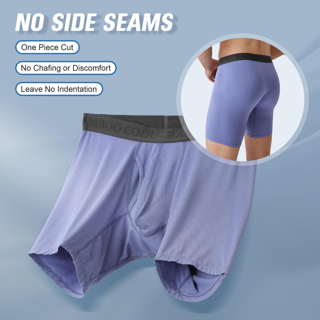 BAMBOO COOL Men's Ultra Breathable Underwear,No Riding Up Boxer Briefs with ComfortFlexible Waistband,Multipack