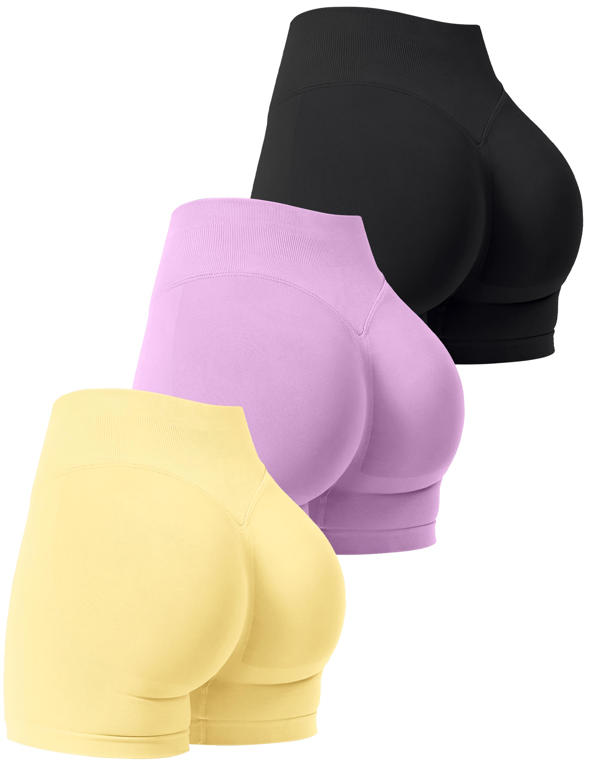 3 Pack Workout Gym Shorts Women Scrunch Butt Lifting Seamless High Waist Yoga Booty Shorts for Women