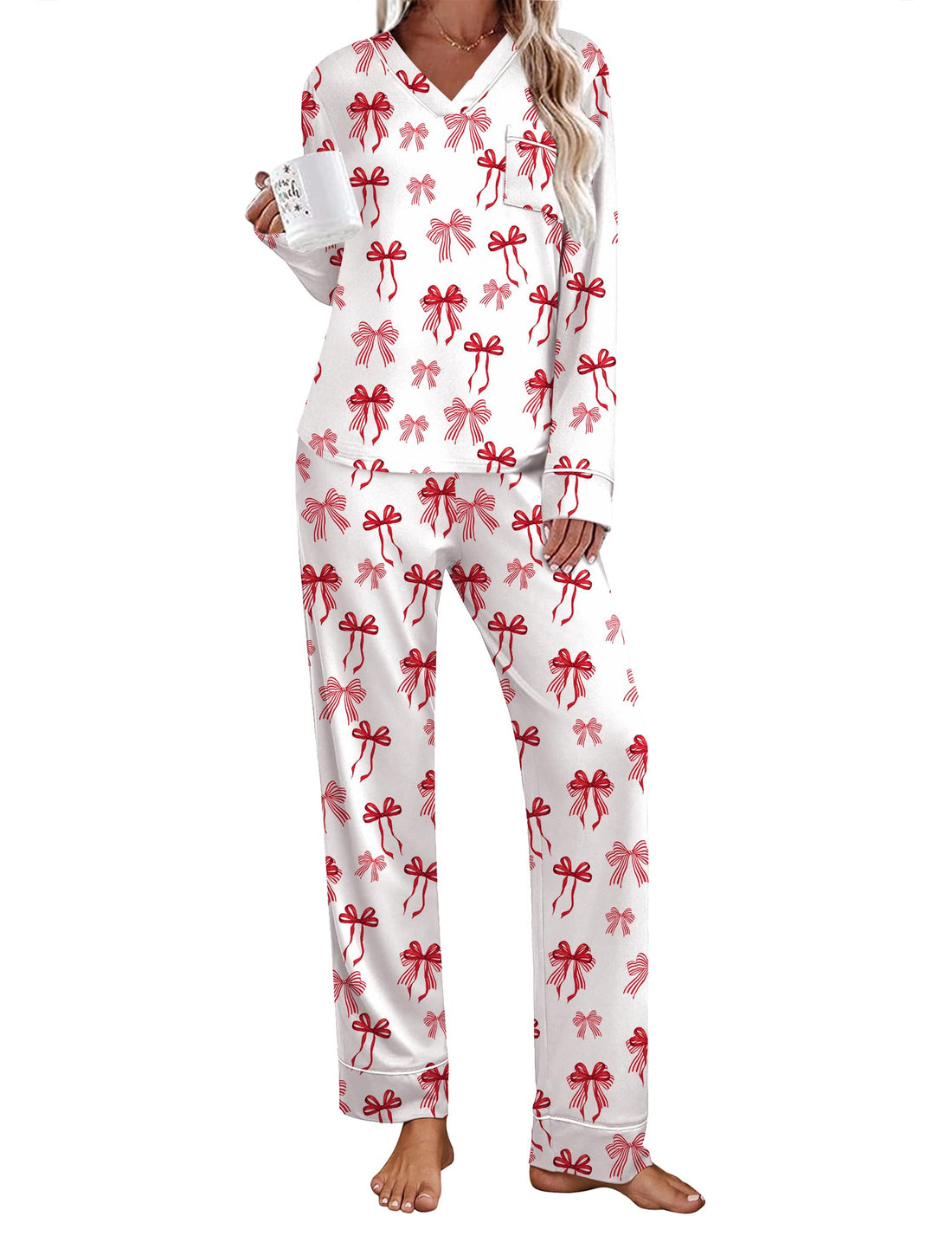 Ekouaer Womens Pajamas Sets 2 Piece PJs Long Sleeve Sleepwear Loungewear