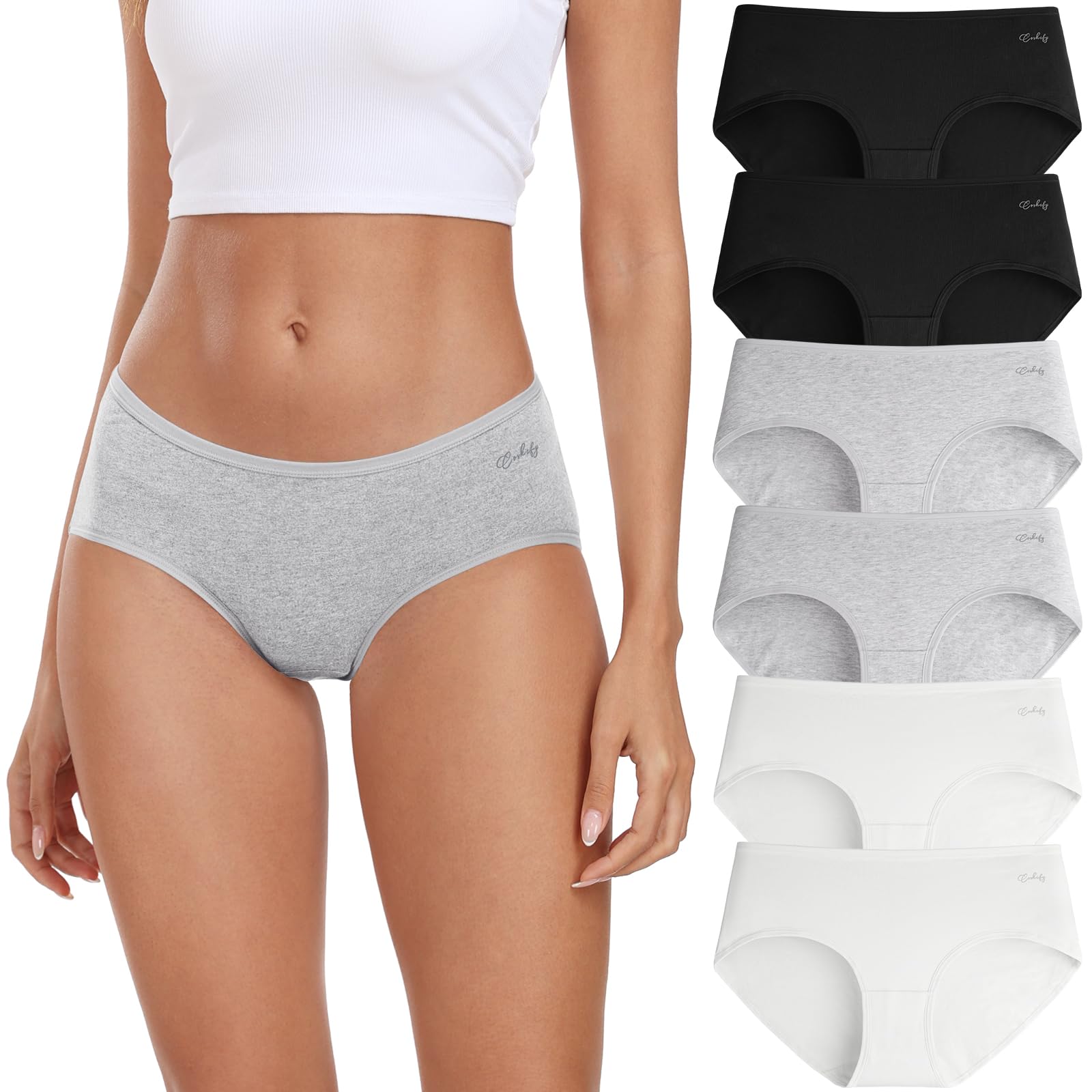coskefy Womens Underwear Cotton Hipster Panties,Low Rise Breathable,6 Pack