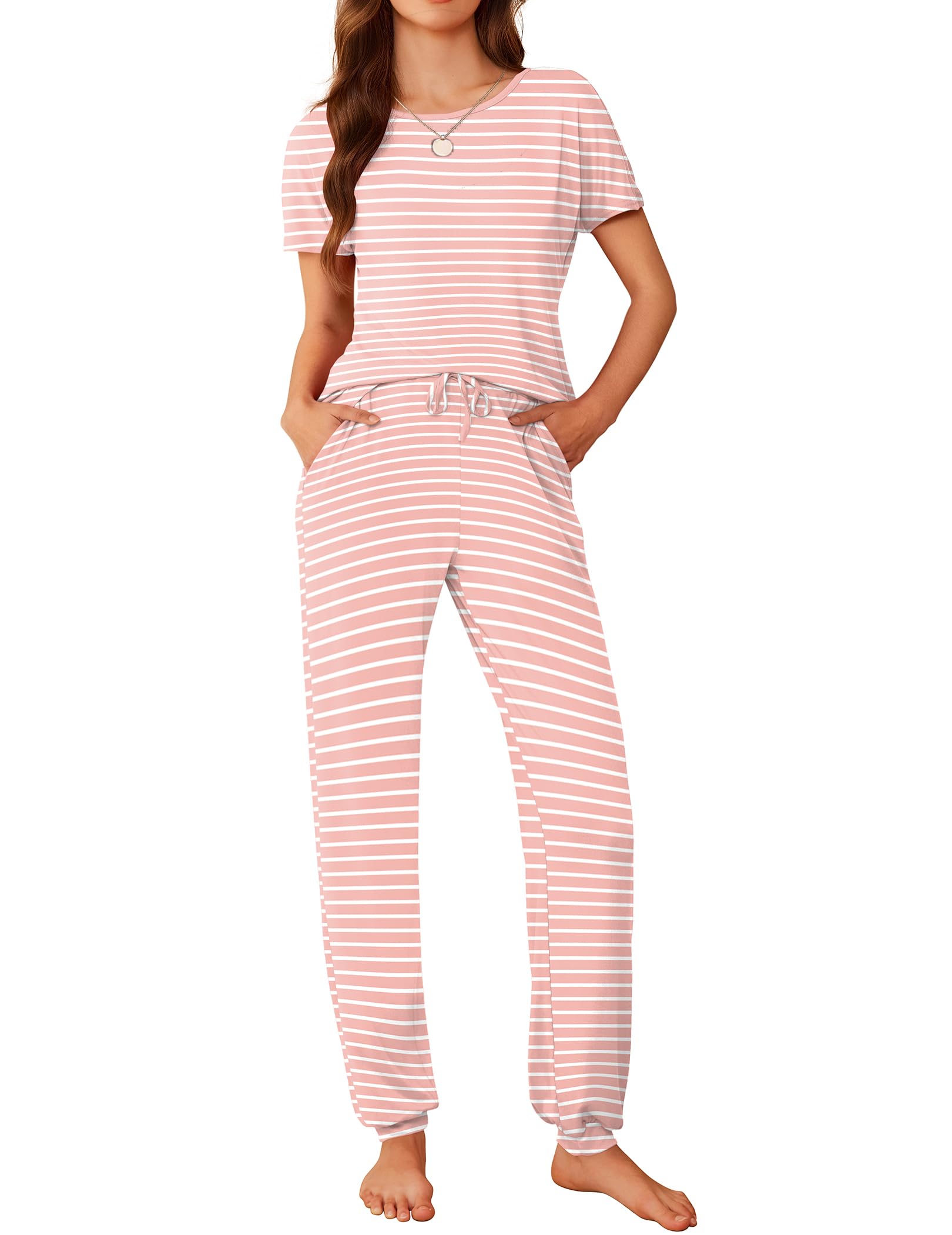 Ekouaer Pajamas for Womens Set Soft 2 Piece Loungewear with Jogger Pants