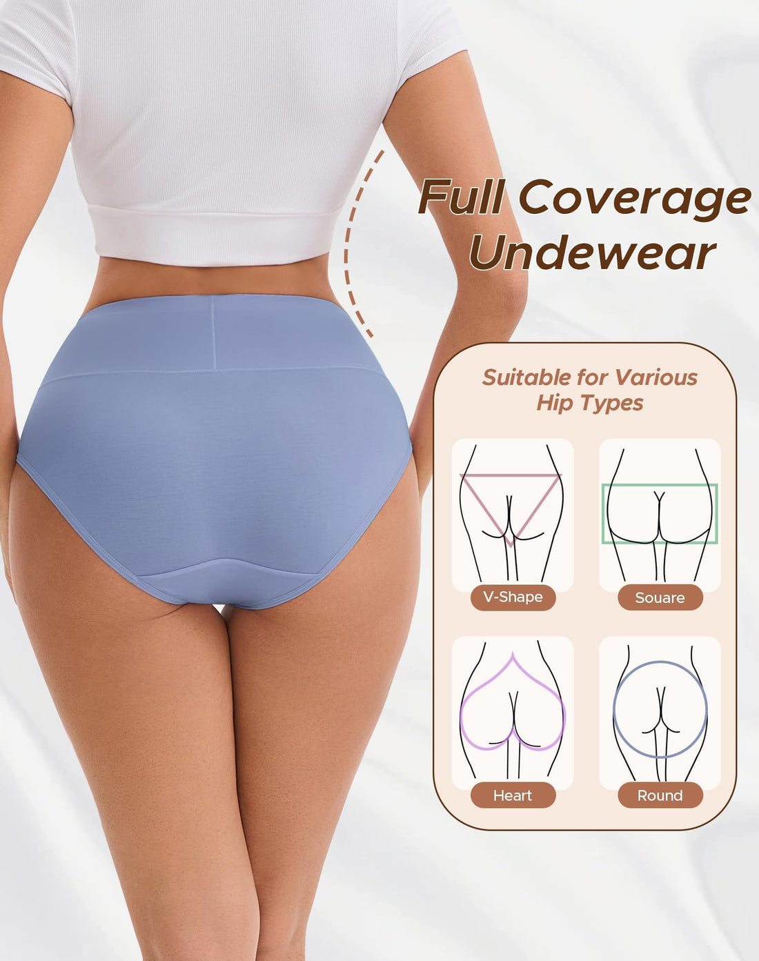 INNERSY Women's Modal Underwear Soft High Waist Briefs 4-Pack